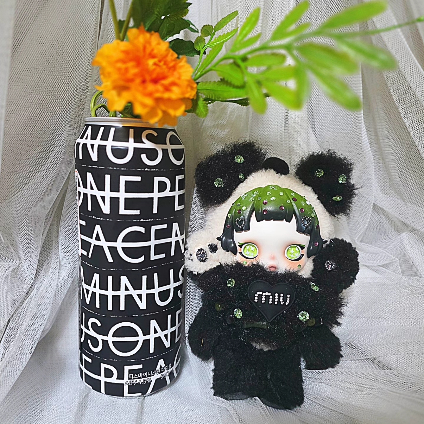 Pop Mart Skullpanda Lazy Panda Plush Doll Pendant 착용 스타일 - 1
