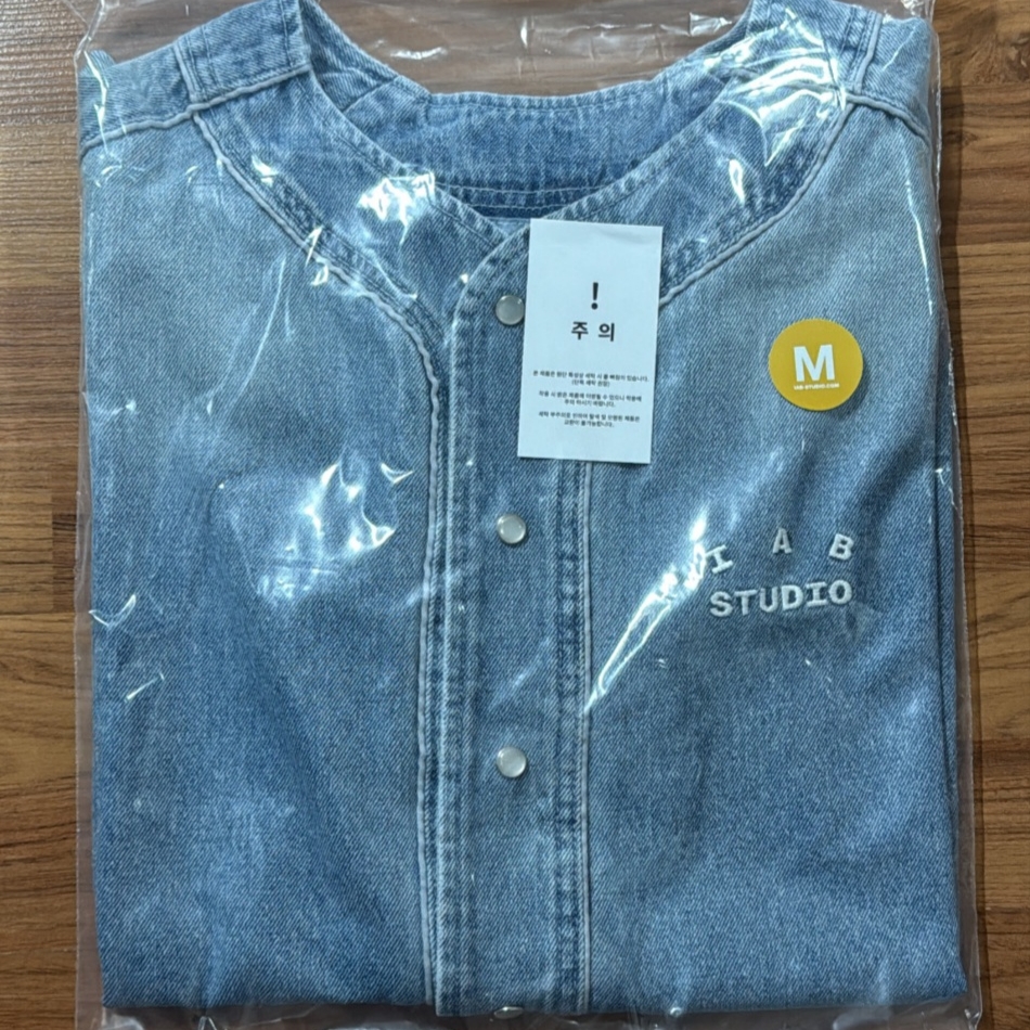 IAB Studio Denim Baseball Jersey Blue 착용 스타일 - 1