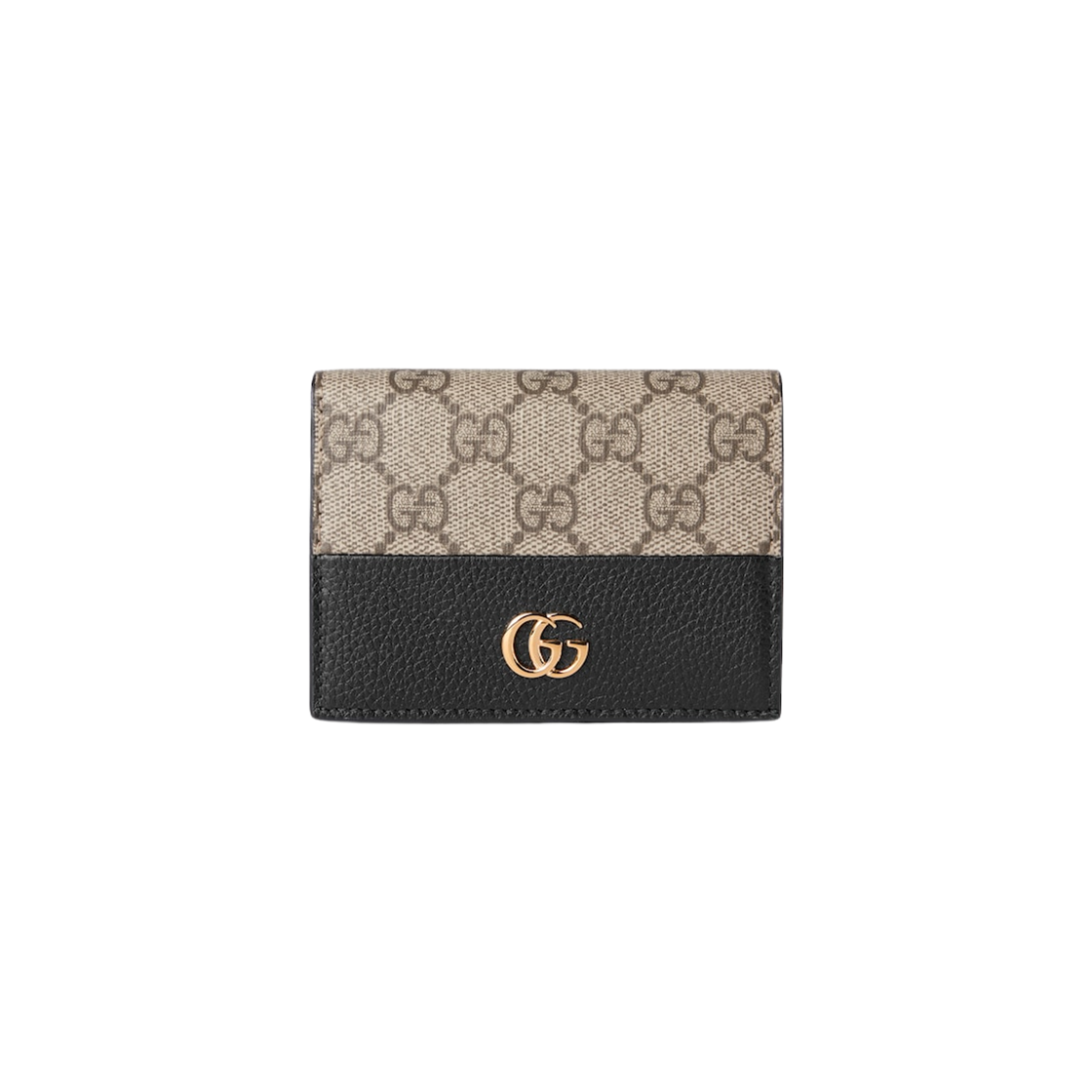 구찌 GG 마몽 바이컬러 카드 케이스 월렛 베이지 블랙 레더(Gucci GG Marmont Bi-Color Card Case Wallet Beige Black Leather) - 1