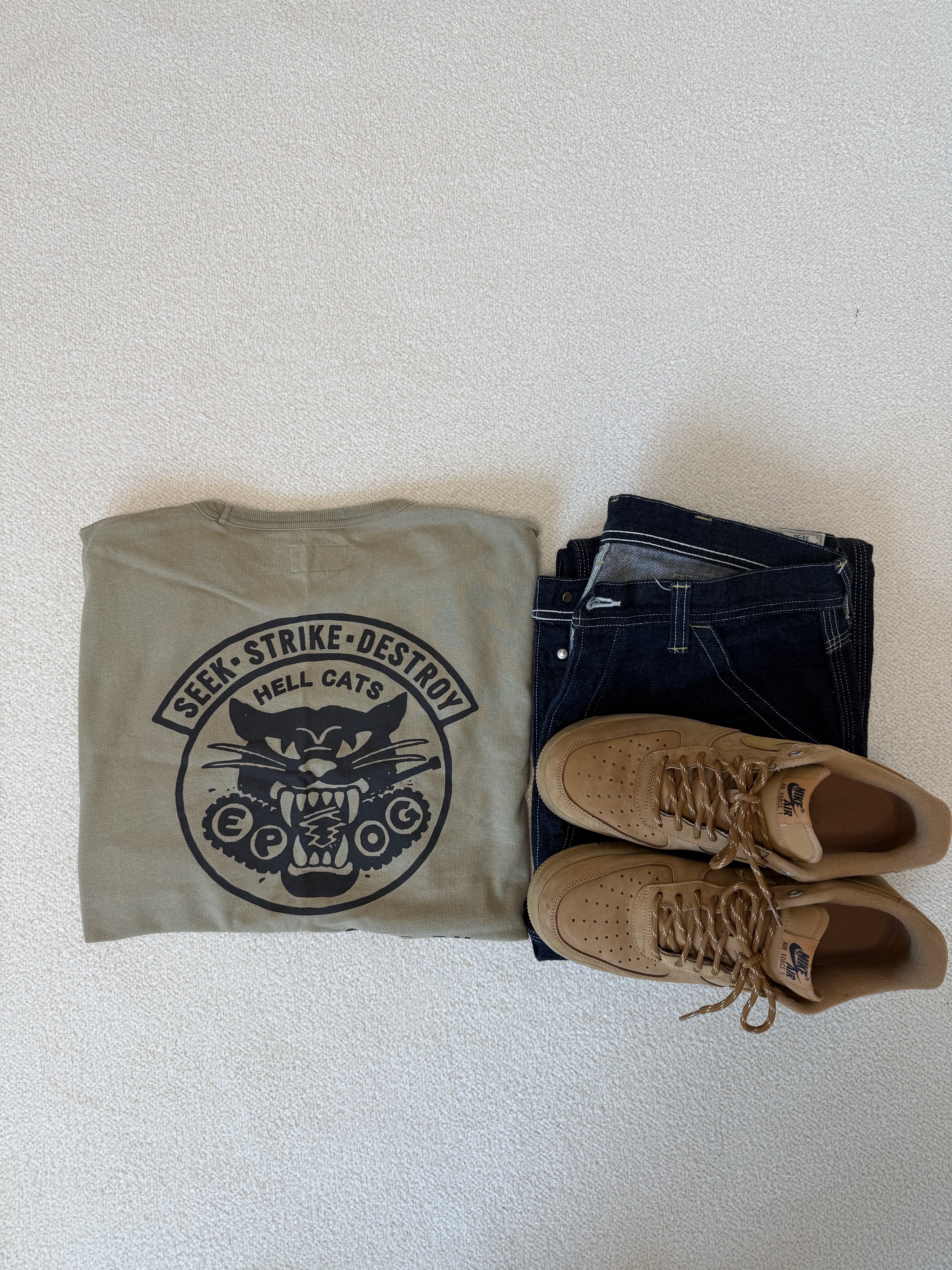 Nike Air Force 1 '07 WB Flax 착용 스타일 - 1