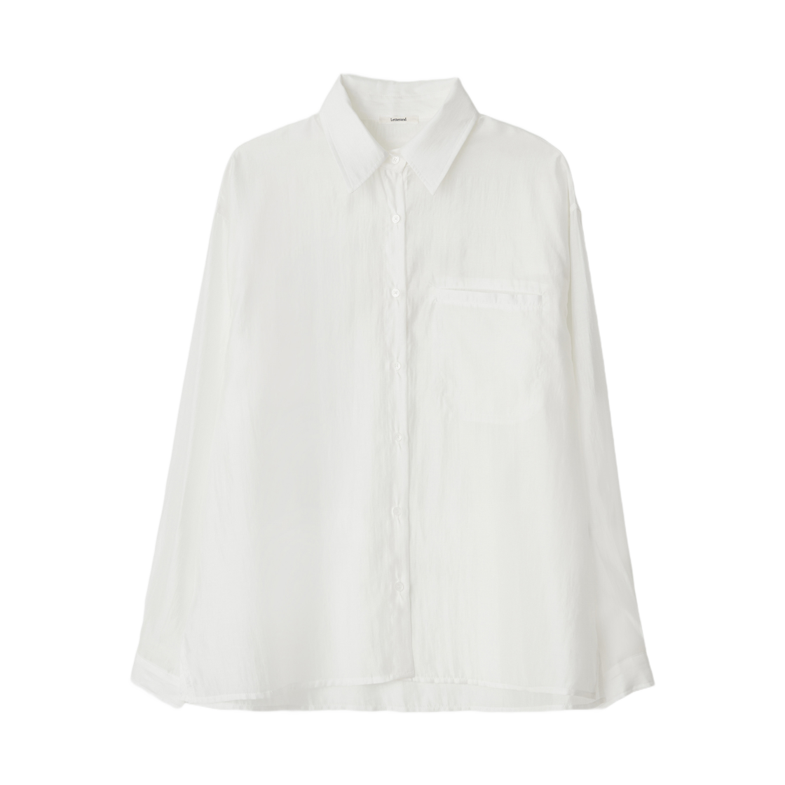 (W) 레터앤 시어 오버 셔츠 화이트((W) Letterand Sheer Over Shirt White)