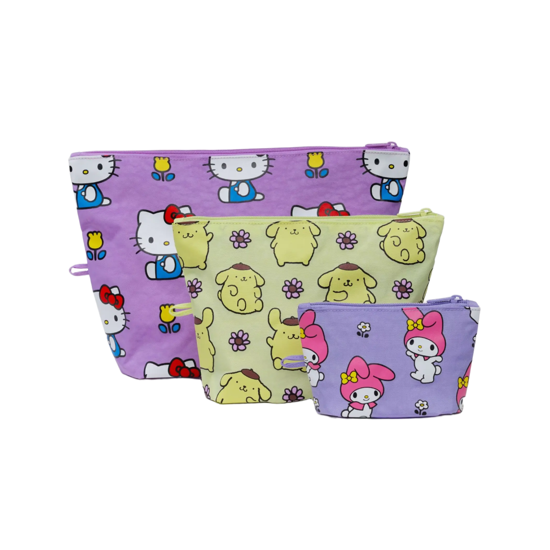 바쿠 x 산리오 고 파우치 집 헬로 키티 앤드 프렌즈 플로랄 (3개 세트)(Baggu x Sanrio Go Pouch Hello Kitty and Friends Florals (Set of 3))
