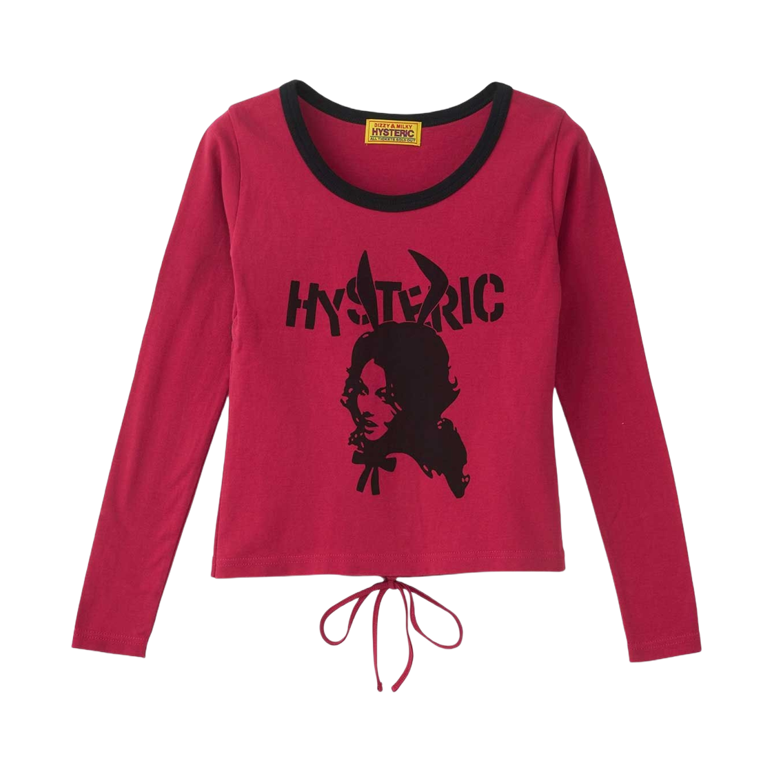 (W) 히스테릭 글래머 버니걸 레이스업 치비 티셔츠 핑크((W) Hysteric Glamour Bunny Girl Lace-Up Chibi T-Shirt Pink) - 1