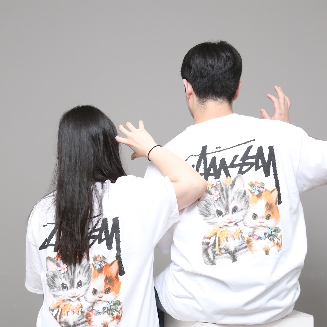 Stussy Kittens T-Shirt White 착용 스타일