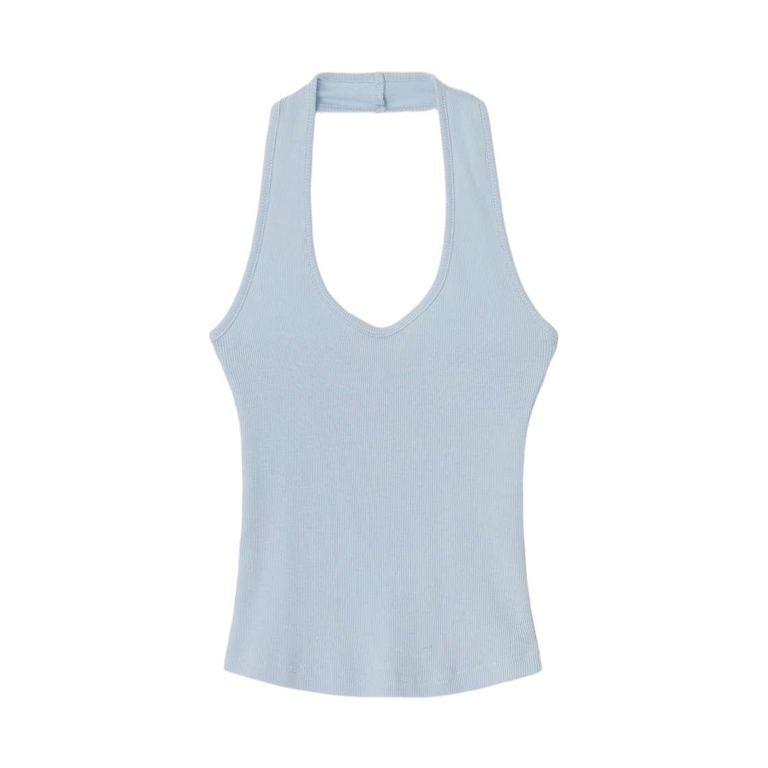 (W) 레터앤 홀터 넥 슬리브리스 스카이블루((W) Letterand Halter Neck Sleeveles Skyblue)