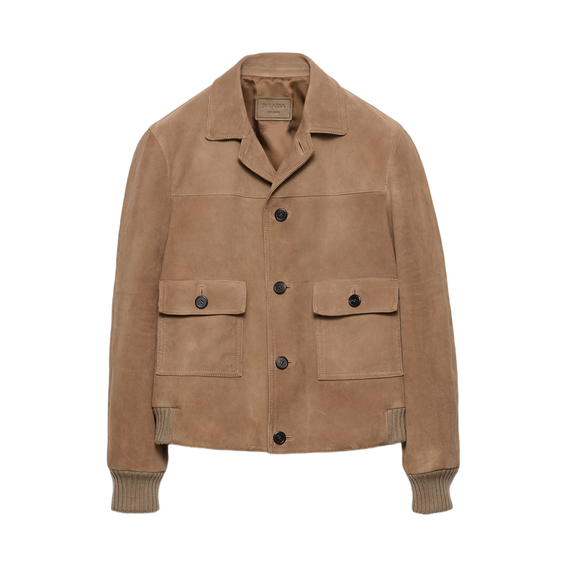 UPW577-17T9-F0193 Prada Suede Bomber Jacket Stone