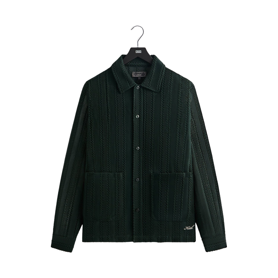 KHM033690-302 Kith Ladder Lace Long Sleeve Boxy Collared Overshirt Stadium