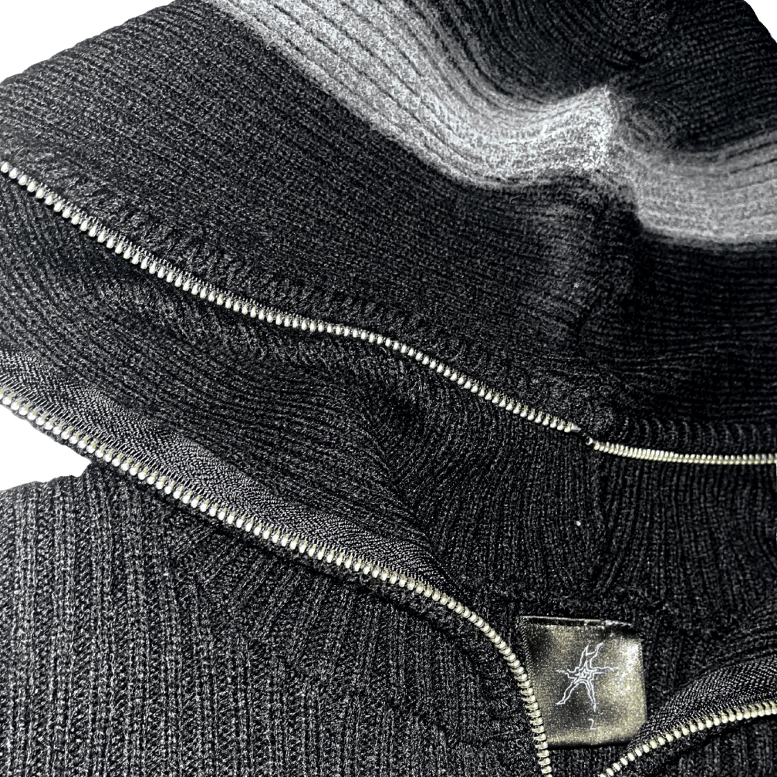 스모크어스타스프레이 스타 니트 후드 블랙(Smokeastar Sprayed Star Knit Hoodie Black) - 2