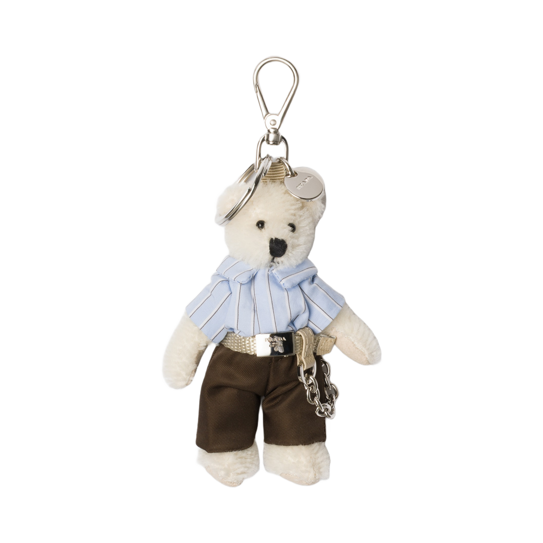 프라다 테디 백 참 메탈 링 화이트(Prada Teddy Bag Charm with Metal Ring White)