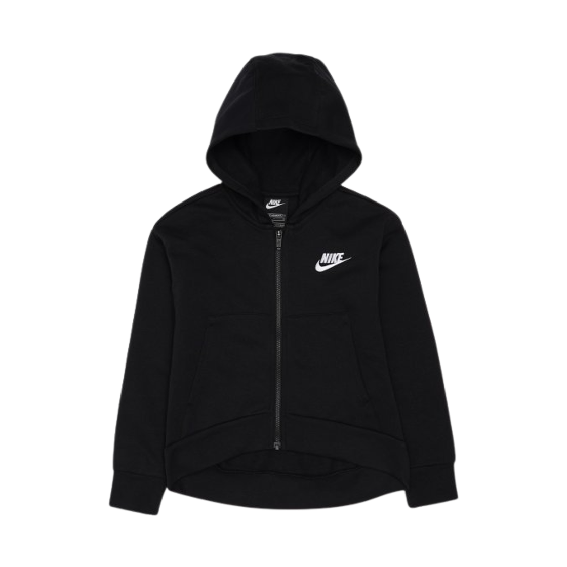 (키즈) 나이키 NSW 클럽 플리스 풀집 후드 블랙 화이트((Kids) Nike NSW Club Fleece Full-Zip Hoodie Black White) - 1