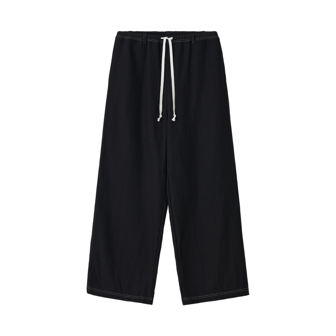 (W) 레터앤 린넨 드로스트링 포켓 팬츠 블랙((W) Letterand Linen Drawstring Pocket Pants Black)