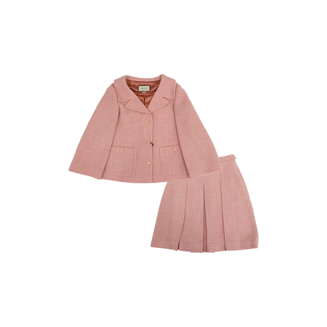 IT58JV9A3I2G Gucci Light Wool Jacket & Skirt Set Pink