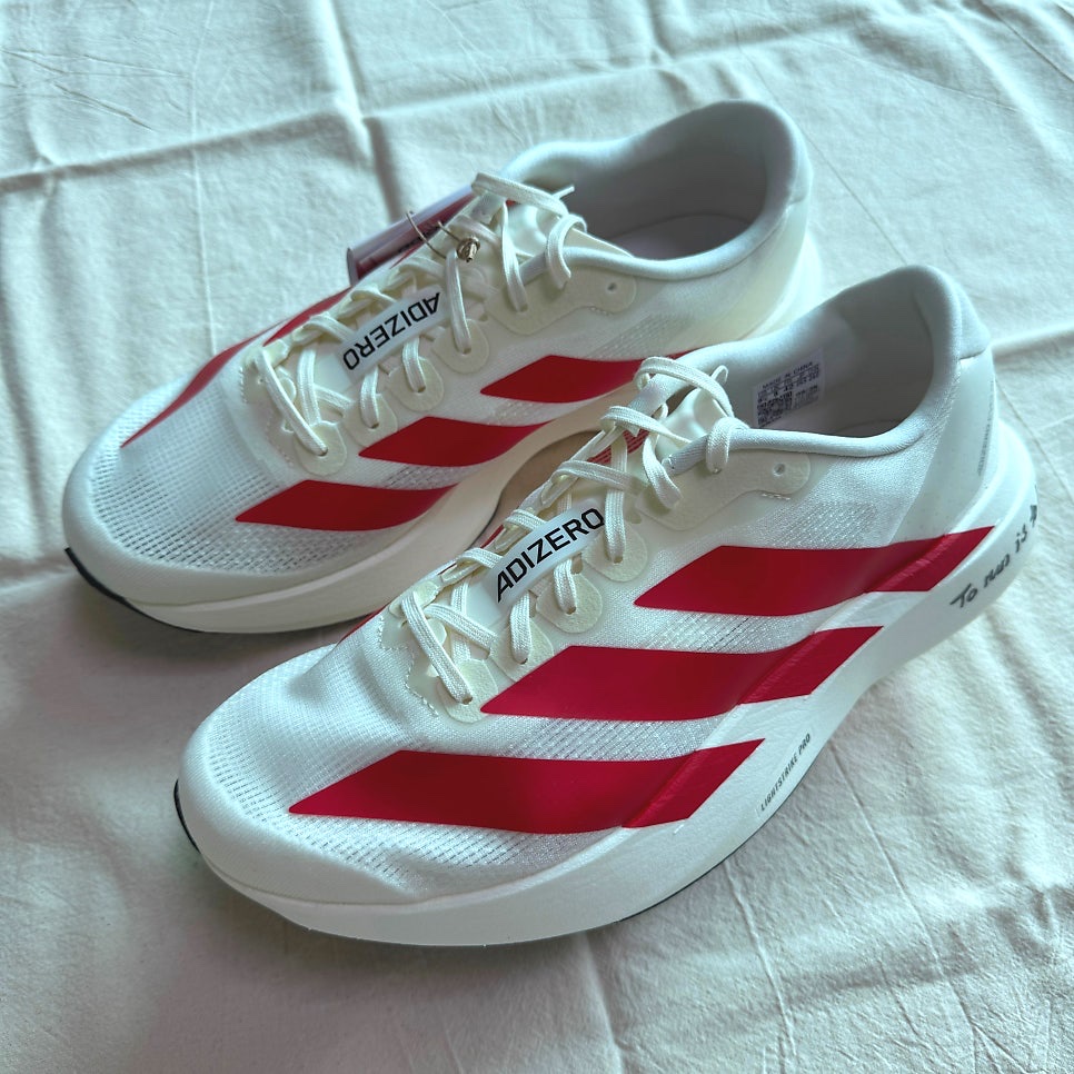 Adidas Adizero EVO SL Off White Better Scarlet 착용 스타일 - 1