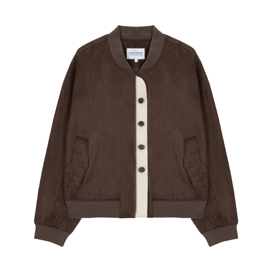 호노 리포트 4 버튼 봄버 자켓 다크 브라운(Hono Report 4 Button Bomber Jacket Dark Brown)
