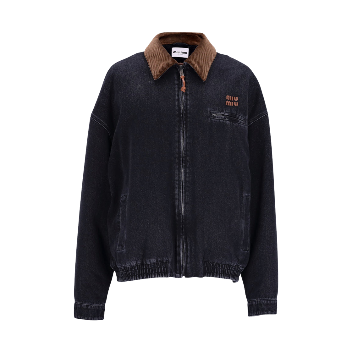 (W) 미우 미우 데님 코듀로이 블루종 자켓 블랙((W) Miu Miu Denim Corduroy Blouson Jacket Black)