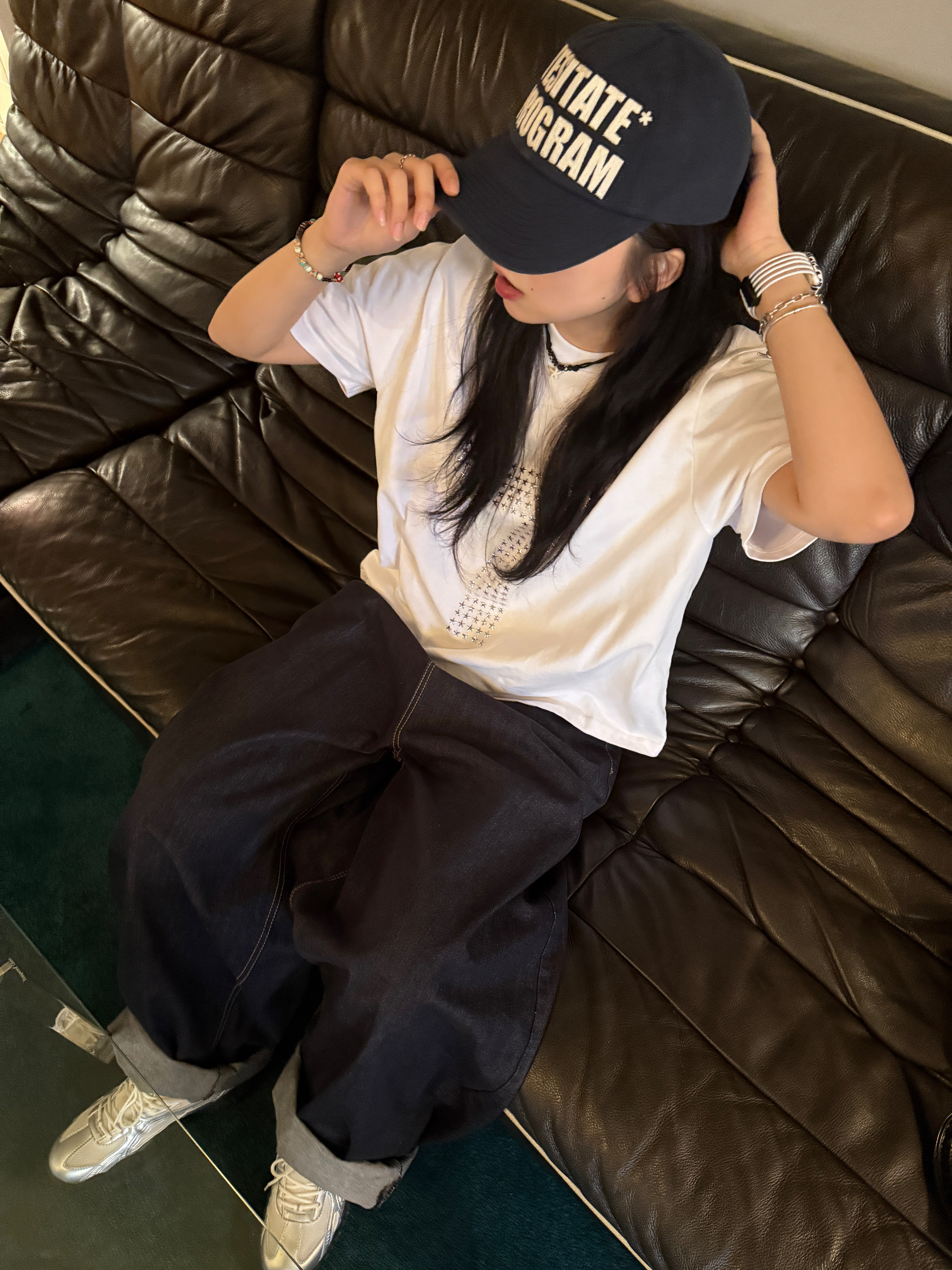 The Coldest Moment Program Cap Navy, Fila Echappe MS Silver Moon 착용 스타일 - 2