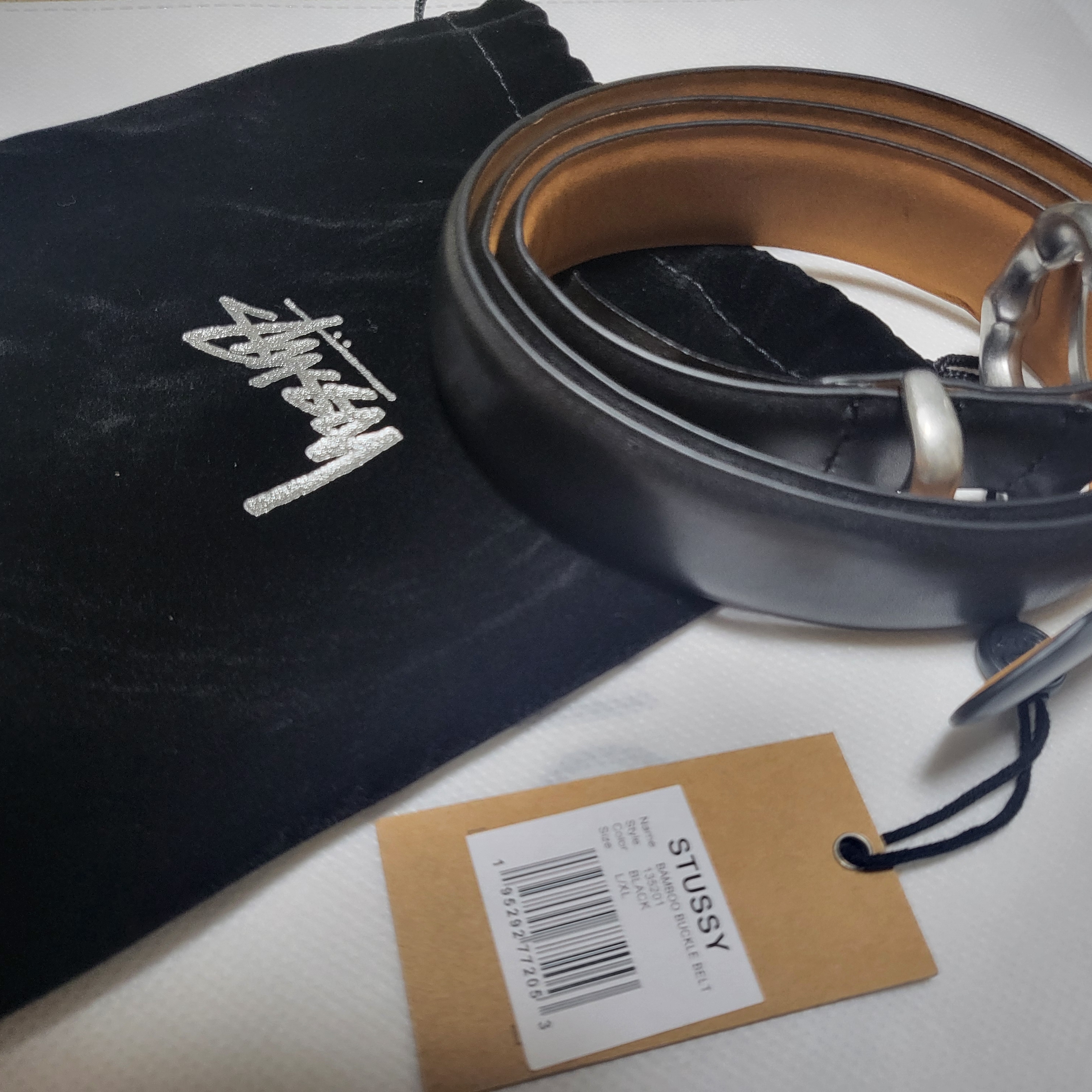 STUSSY BAMBOO BUCKLE BELT L/XL Stussy Vintage Buckle￼￼ Leather