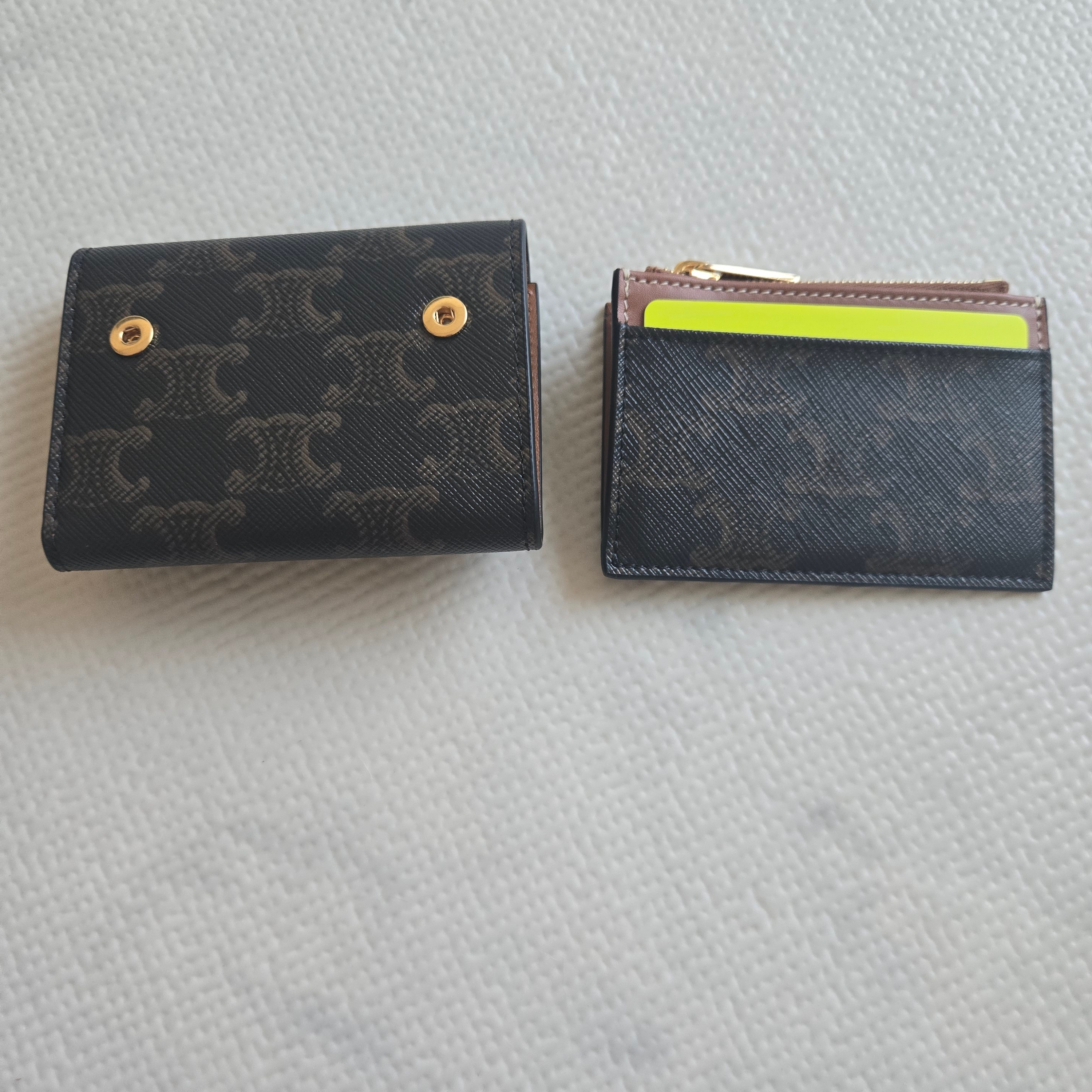Celine Compact Wallet with Coin in Triomphe Canvas Tan 착용 스타일 - 2