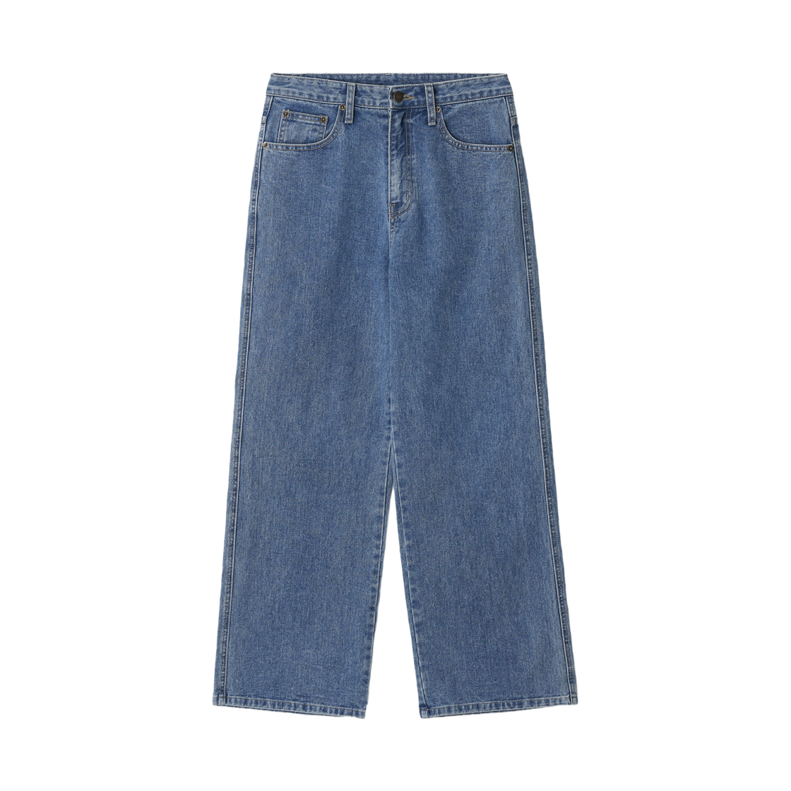 (W) 레터앤 LE 와이드 데님 팬츠 미드 블루((W) Letterand LE Wide Denim Pants Mid Blue)