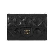 Chanel Classic Card Holder Grained Calfskin & Gold Black