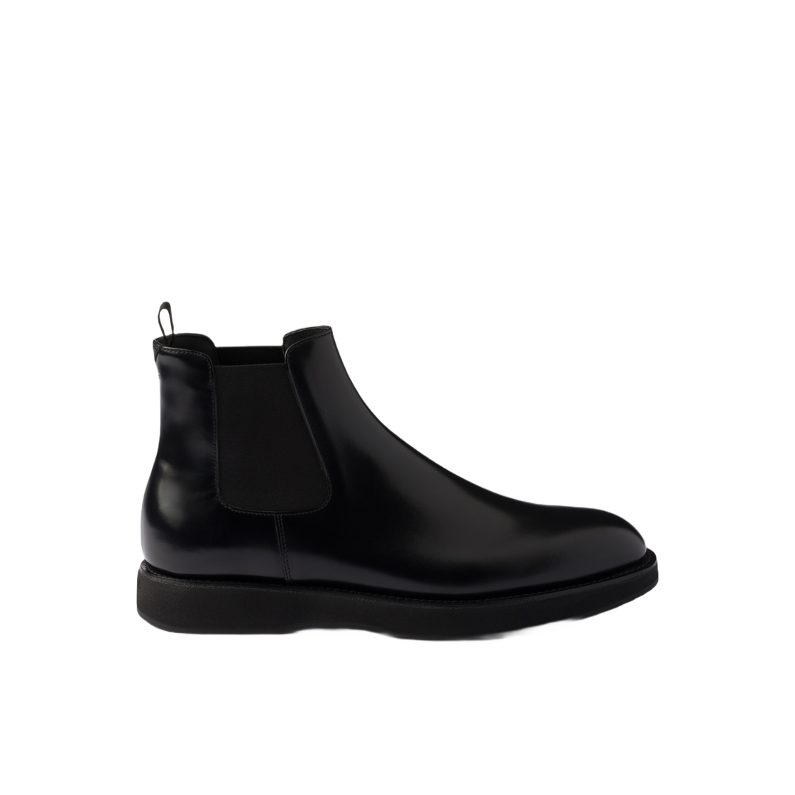 2TC059-055-F0002 Prada Brushed Leather Chelsea Boots Black