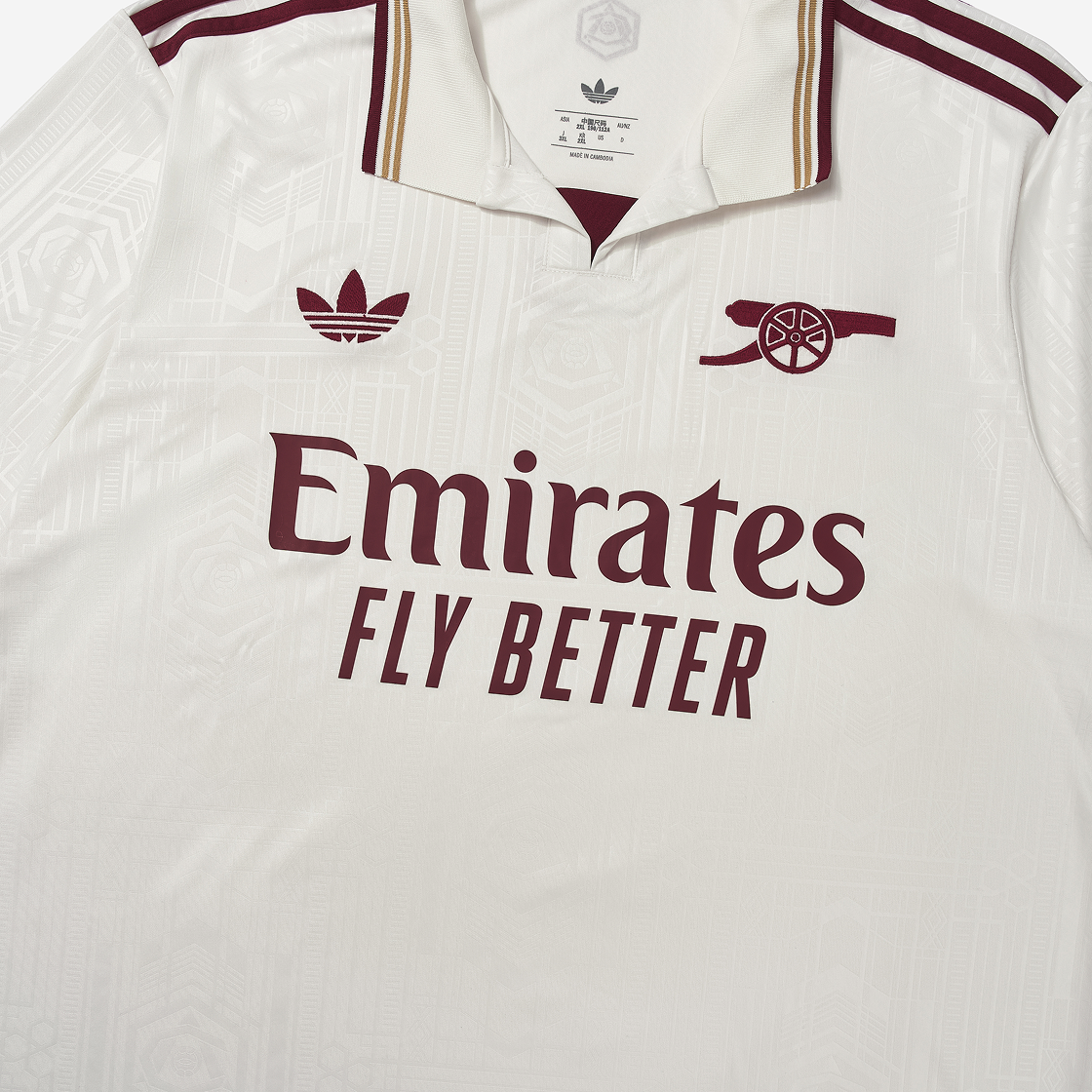 아디다스 아스날 2025/26 3rd 저지 클라우드 화이트 팀 콜 버건디 2 - US 사이즈 (논 마킹 버전)(Adidas Arsenal 2025/26 3rd Jersey Cloud White Team Coll Burgundy 2 - US Sizing (Non Marking Ver.)) - 3