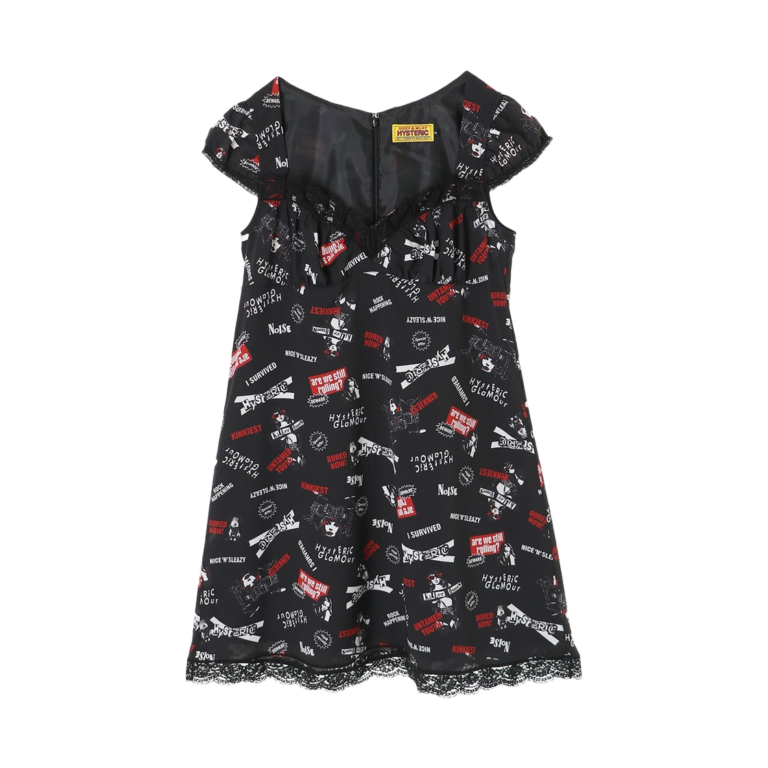(W) 히스테릭 글래머 락 해프닝 패턴 드레스 블랙((W) Hysteric Glamour Rock Happening Pattern Dress Black) - 1