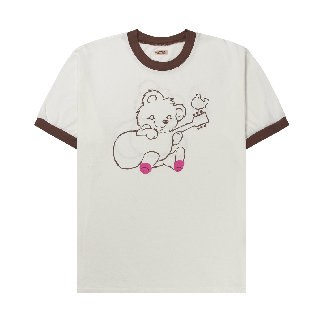 캐피탈 20 텐지쿠 링거 티셔츠 리틀 베어 앤 하모니 Pt 브라운(Kapital 20 Tenjiku Ringer T-Shirt Little Bear & Harmony Pt Brown)