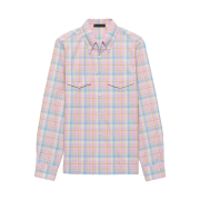Prada Checked Cotton Button Down Shirt Alabaster Pink