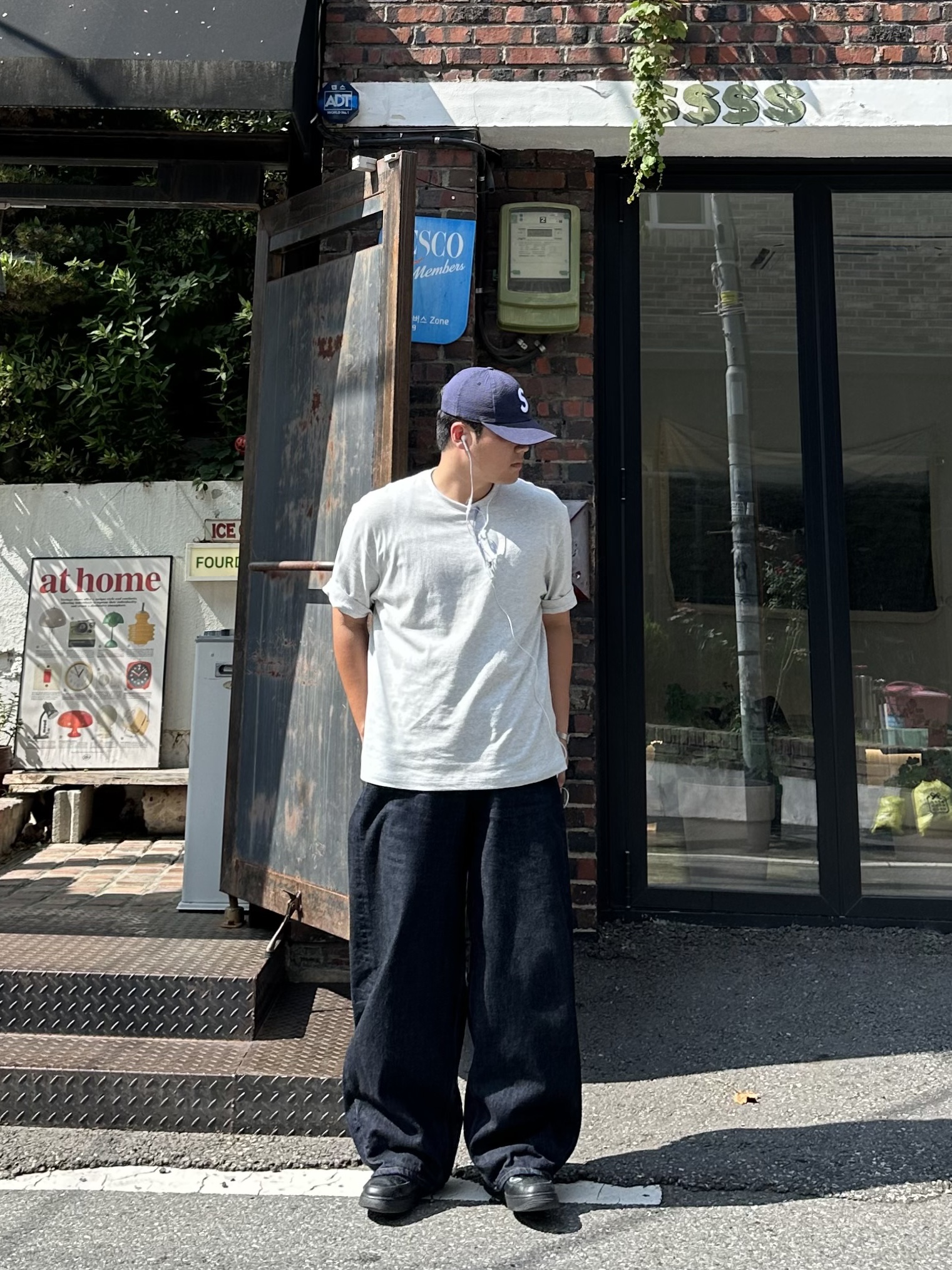 Supreme Seersucker S Logo 6-Panel Navy - 24SS, noun Wide Curved Denim Pants One Washed 착용 스타일 - 3