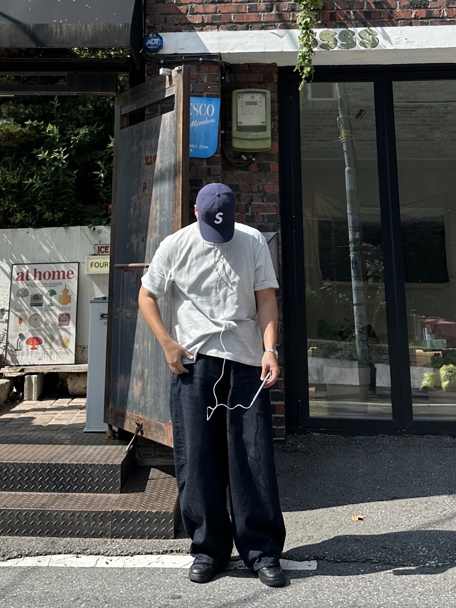 Supreme Seersucker S Logo 6-Panel Navy - 24SS, noun Wide Curved Denim Pants One Washed 착용 스타일 - 4