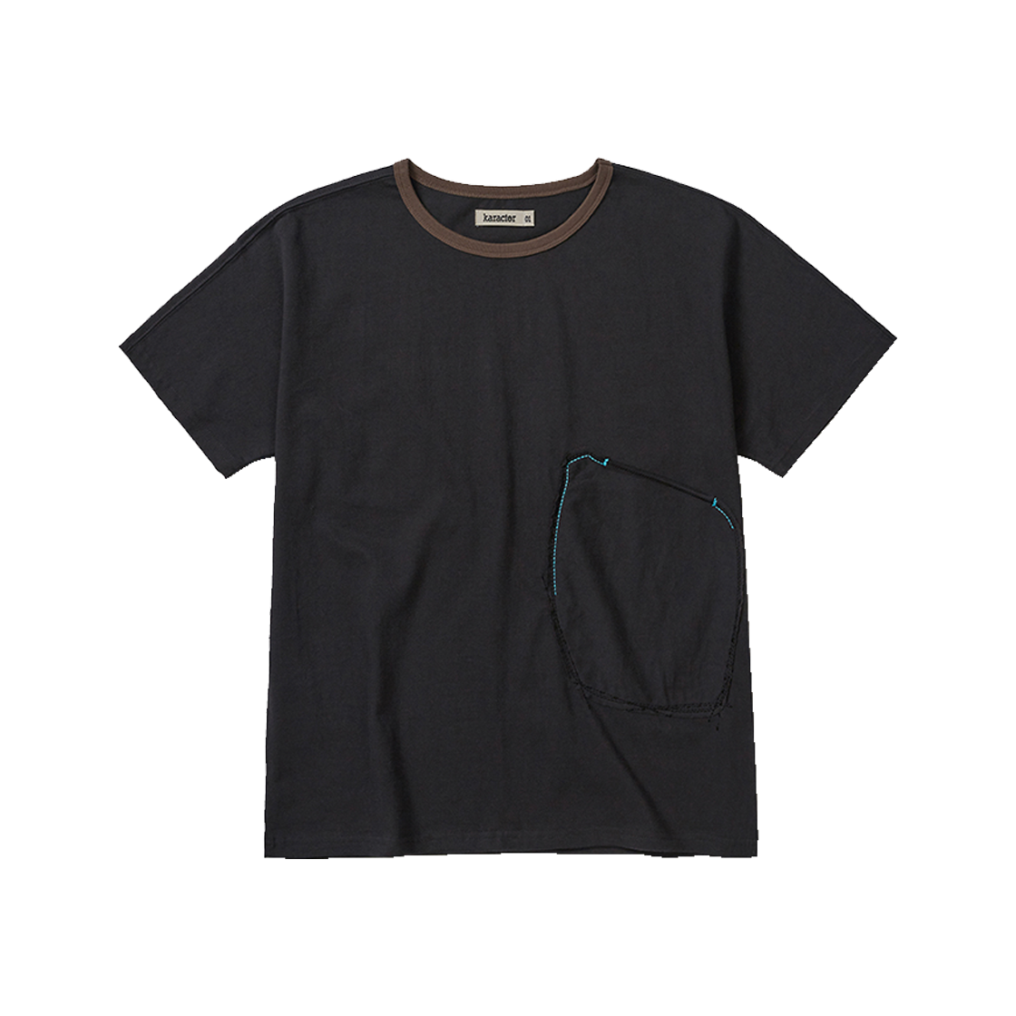 KAT1521 Karactor Patchwork Pocket Half T-Shirts Dusty Black