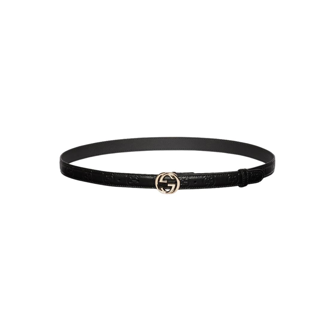 813005-AAD5L-1000 (W) Gucci GG Leather Interlocking G Buckle Belt Black