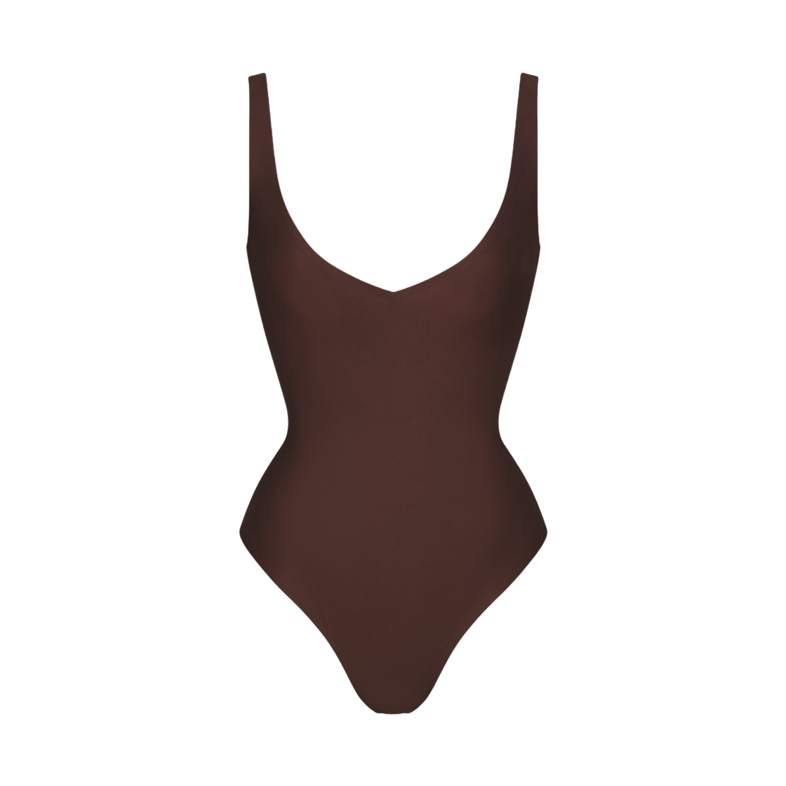 BD-THG-3286 (W) Skims Body Unlined Plunge Thong Bodysuit Cocoa