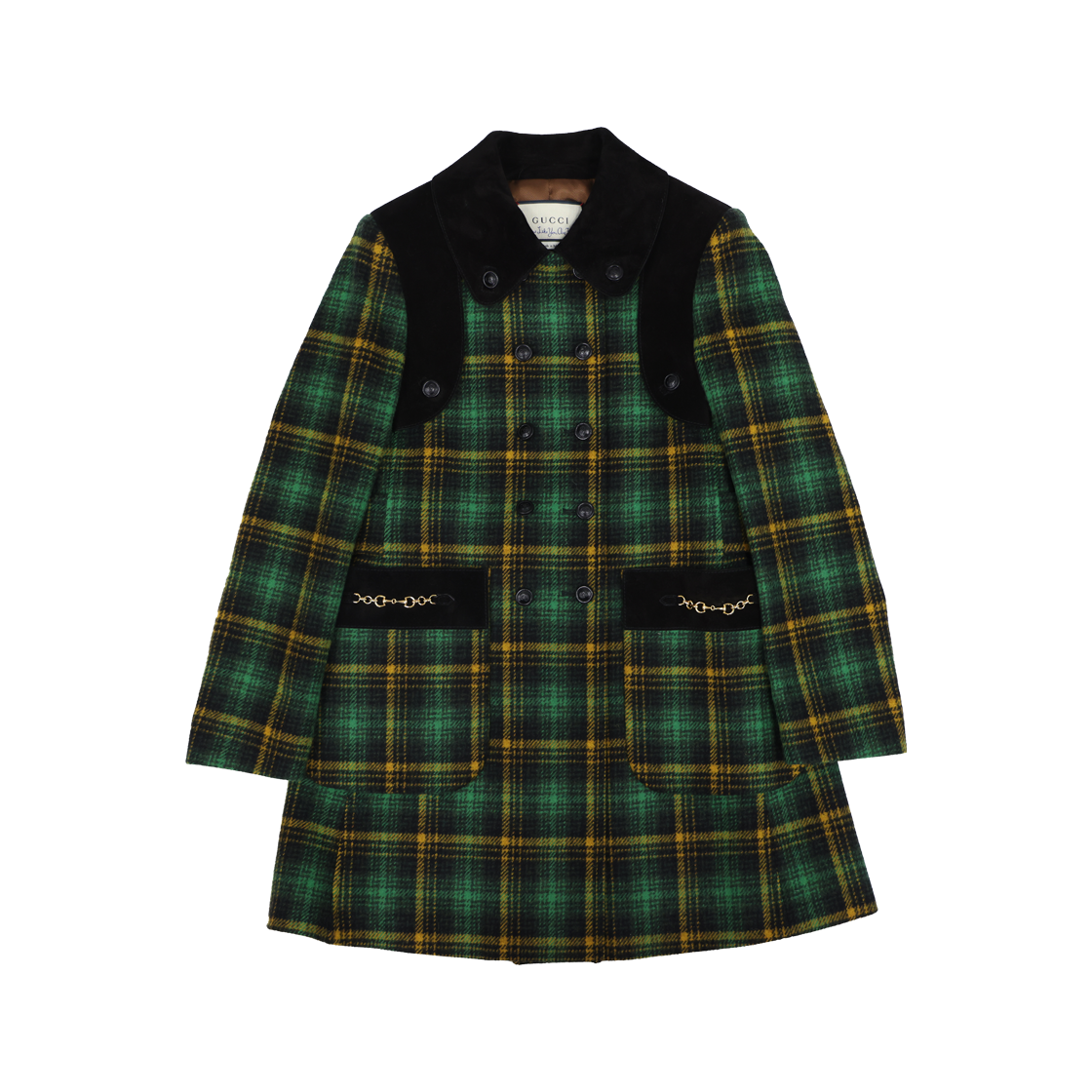 IT9A48H8LLP5 Gucci Plaid-Print Peacoat