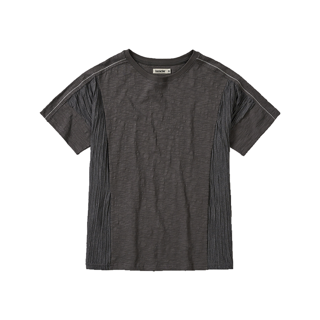 카락터 크리즈 하프 티셔츠 챠콜(Karactor Crease Half T-Shirts Charcoal)