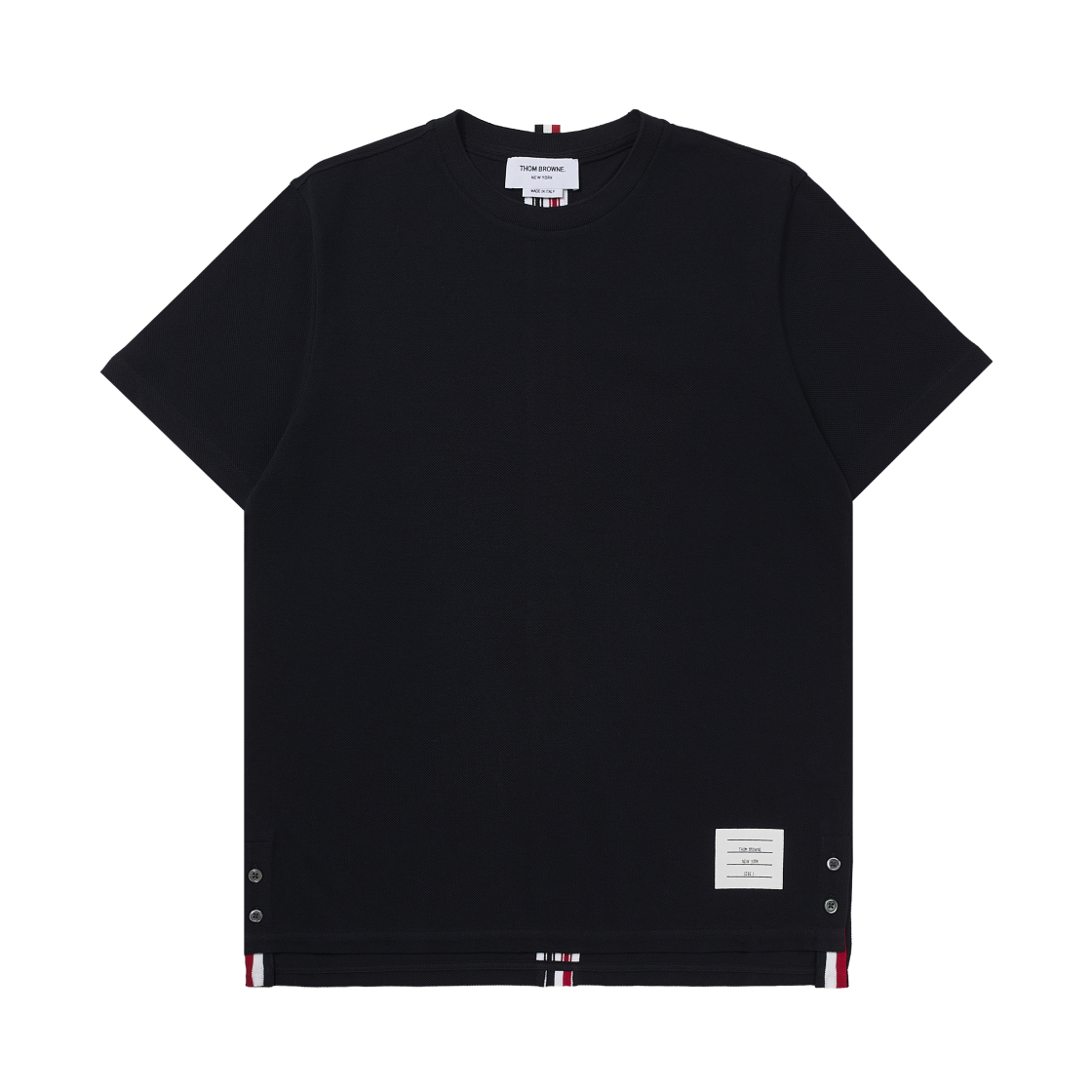 톰브라운 피케 센터 백 스트라이프 릴렉스 핏 티셔츠 네이비(Thom Browne Pique Center Back Stripe Relaxed Fit T-Shirt Navy)