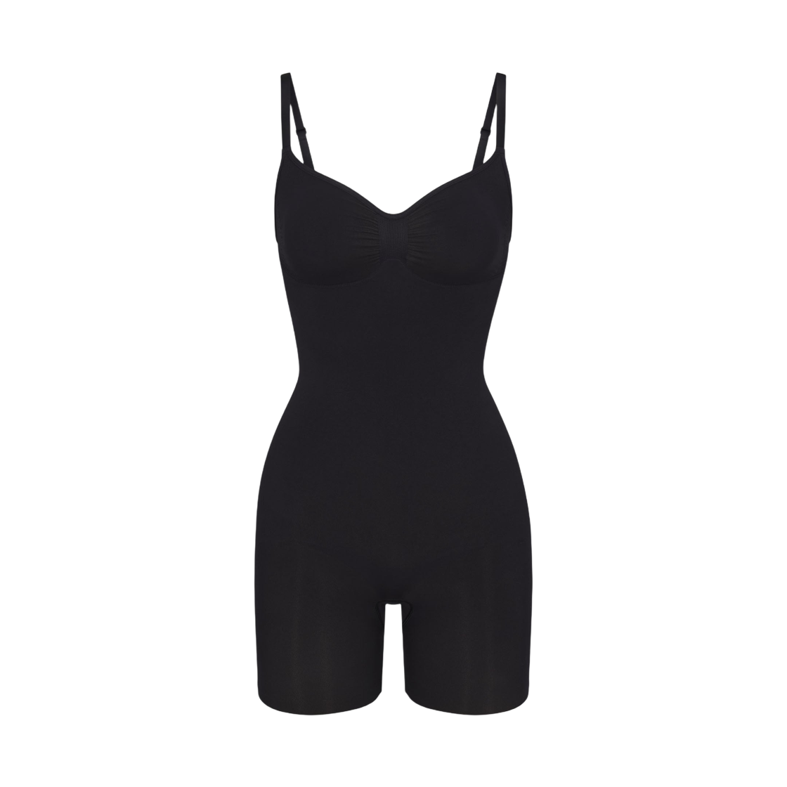 (W) 스킴스 심리스 스컬프트 미드 타이 바디수트 오닉스((W) Skims Seamless Sculpt Mid Thigh Bodysuit Onyx)