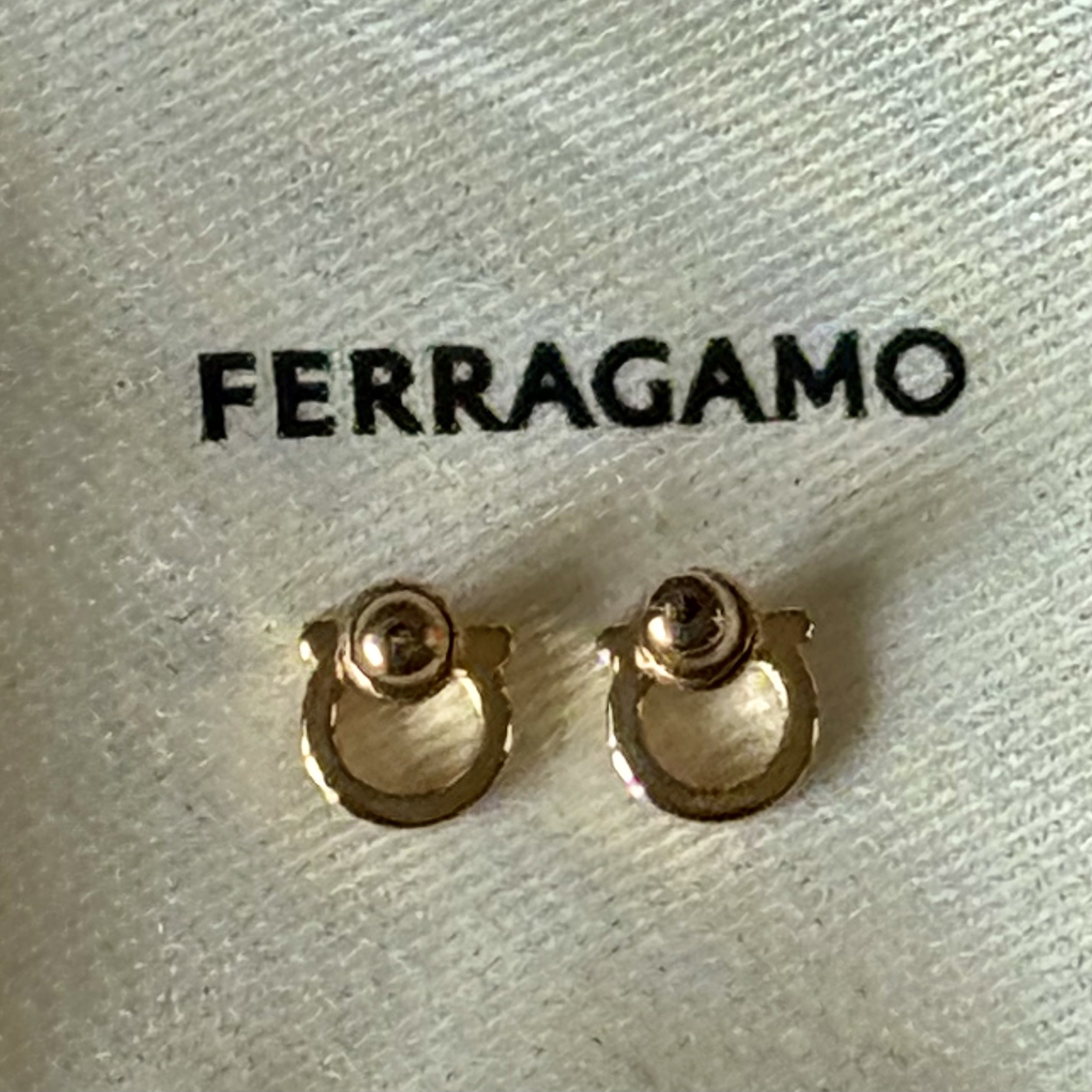 (W) Ferragamo Gancini Small Earrings Brass & Gold, (W) Ferragamo Gancini Small Earrings Brass & Palladium 착용 스타일 - 4