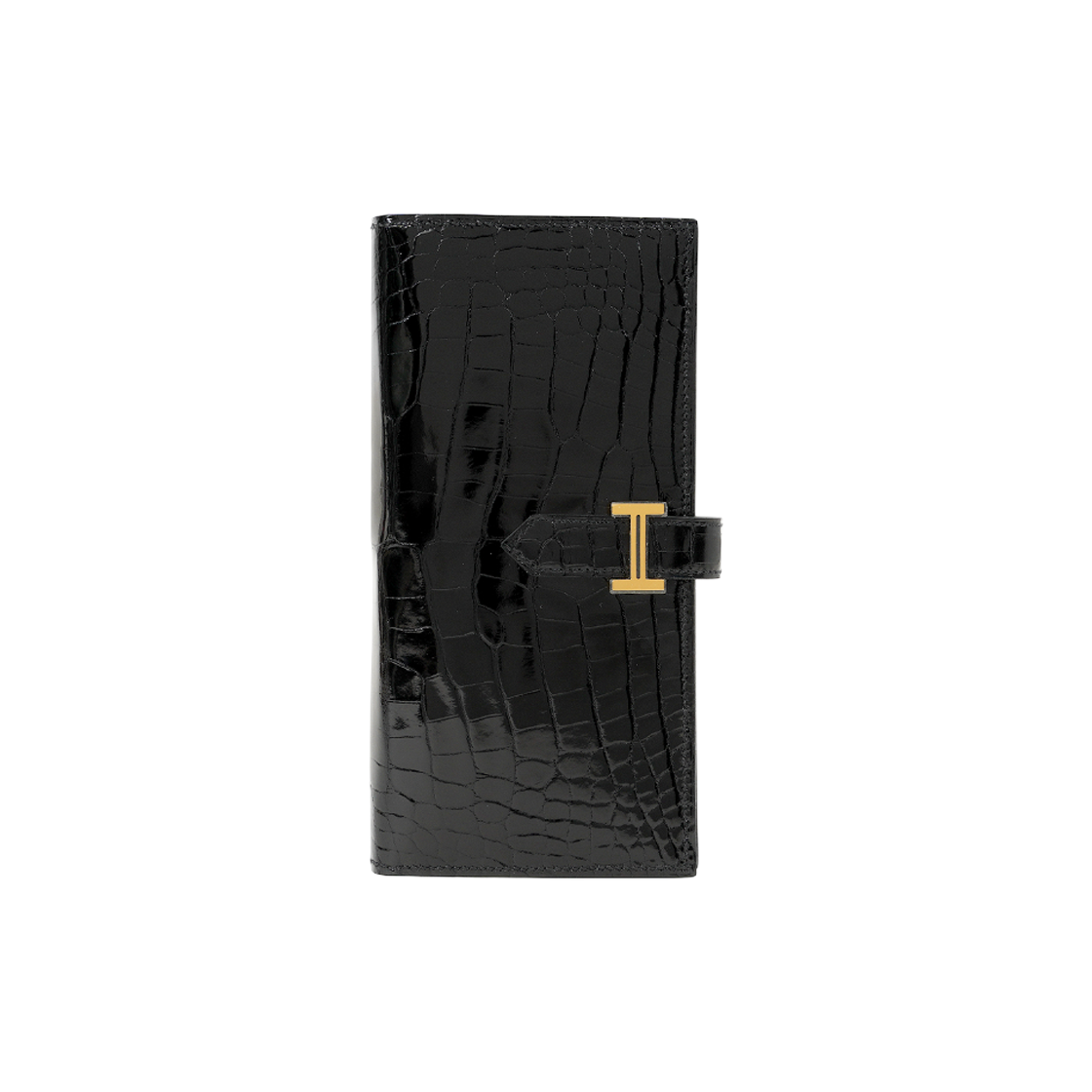 에르메스 베안 장지갑 리쎄 엘리게이터 리쎄 엘리게이터 블랙 금장(Hermes Bearn Long Wallet Lisse Alligator Black Gold)