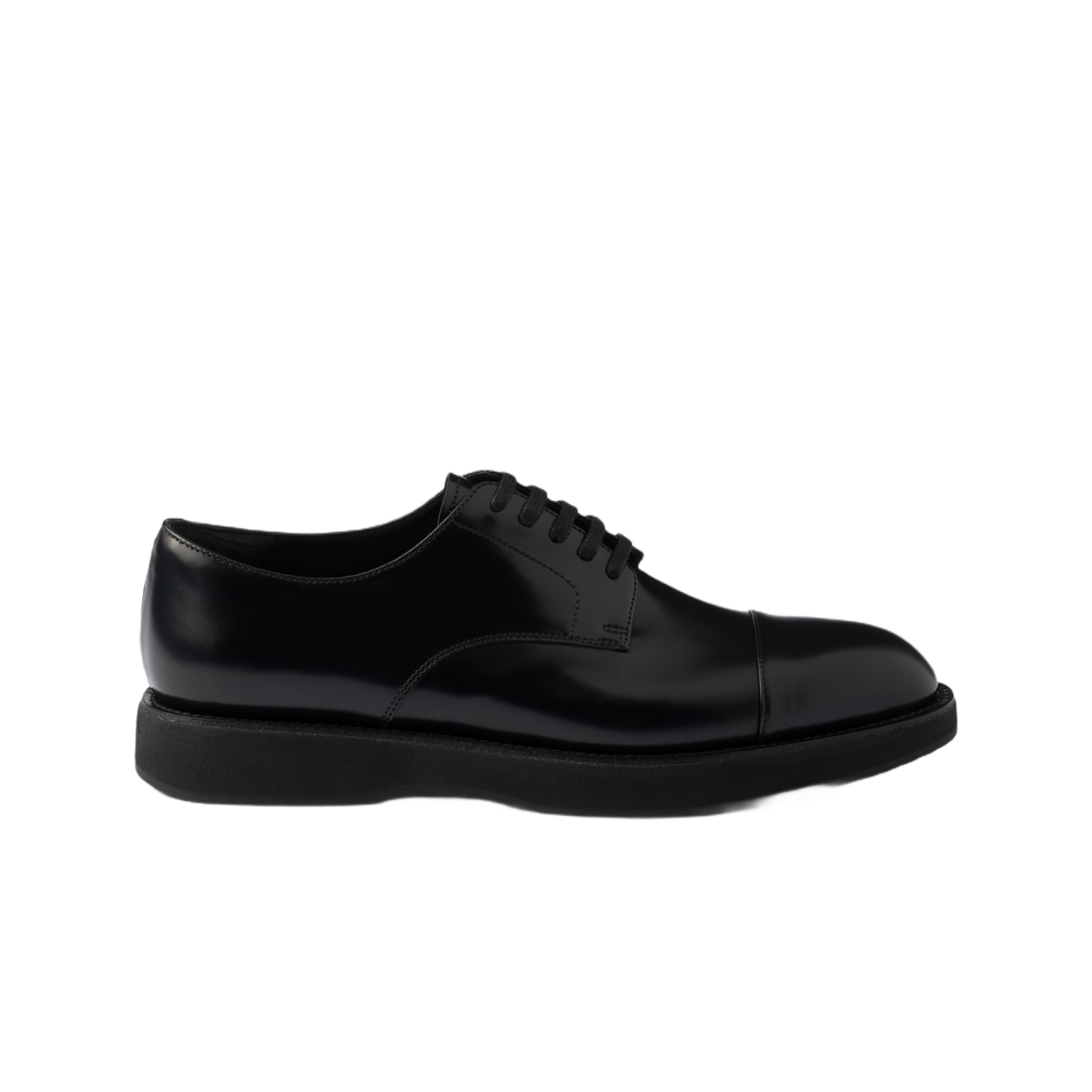 2EC141-055-F0002 Prada Brushed Leather Lace Up Shoes Black