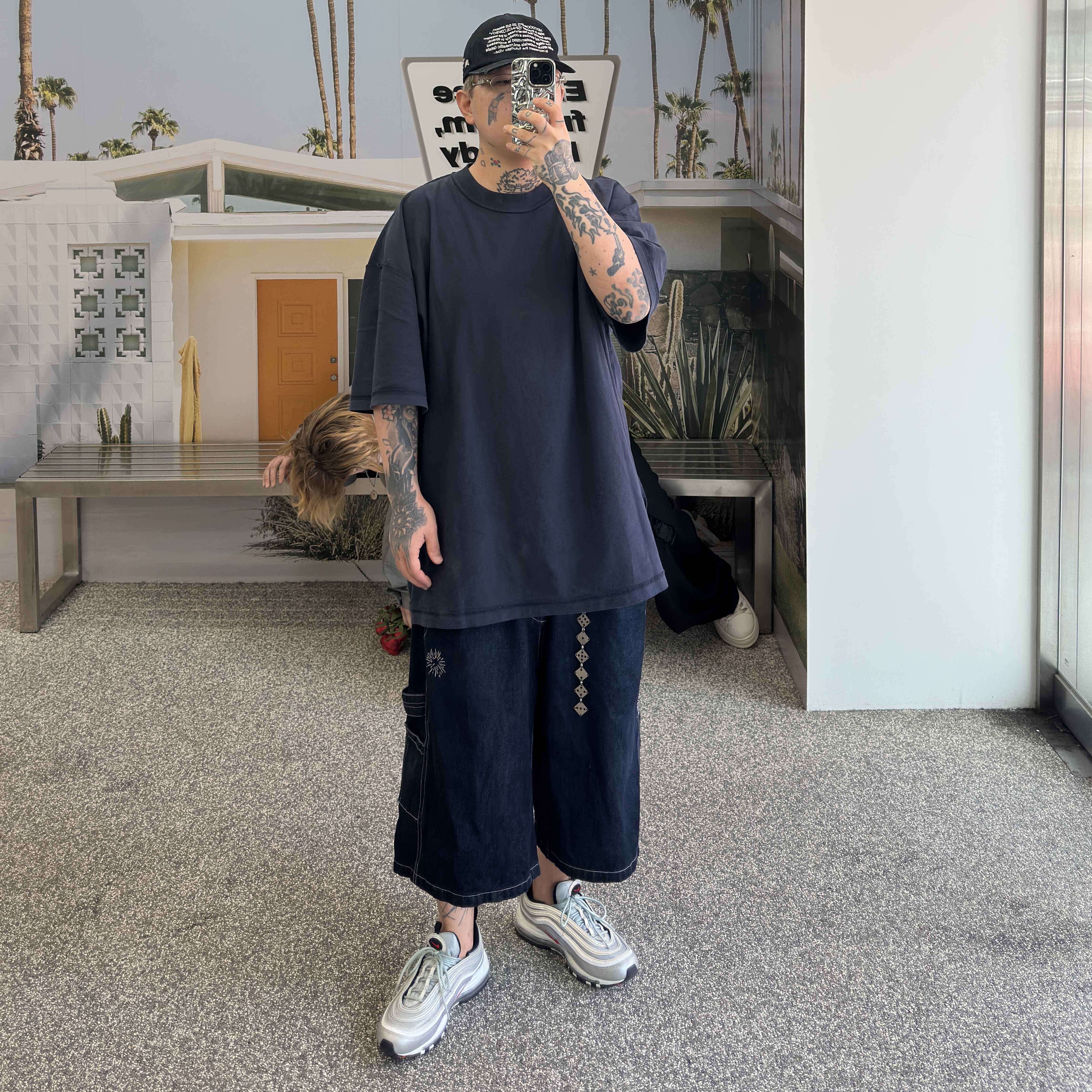 Nike Air Max 97 OG Silver Bullet 2022, Gentle Monster x D'heygere Pierced 02 Silver 착용 스타일 - 1