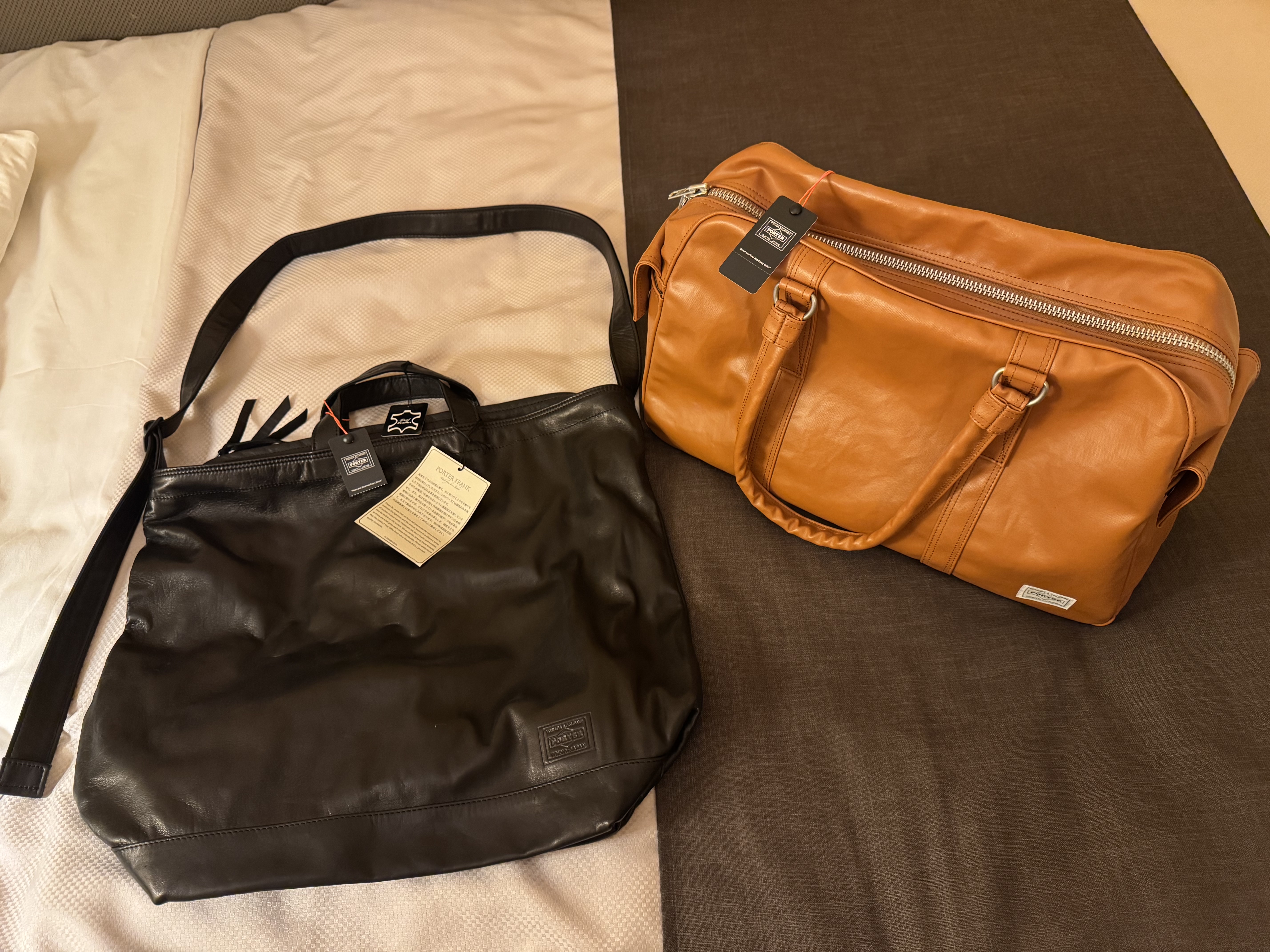 Porter Free Style Boston Bag Camel, Porter Frank  2way Shoulder Bag L Black 착용 스타일
