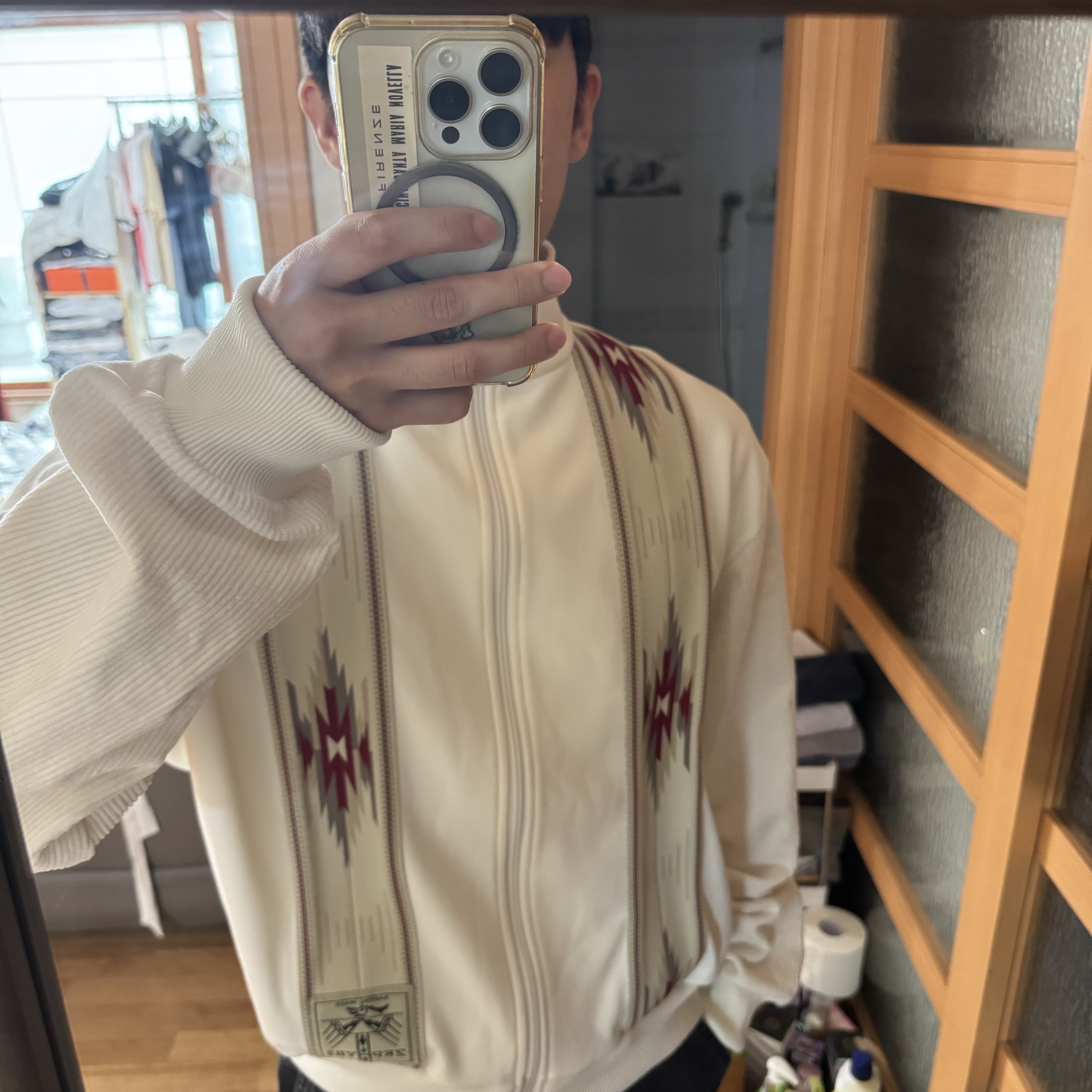 Kapital Smooth Jersey Kochi & Zephyr Track Jacket White 착용 스타일
