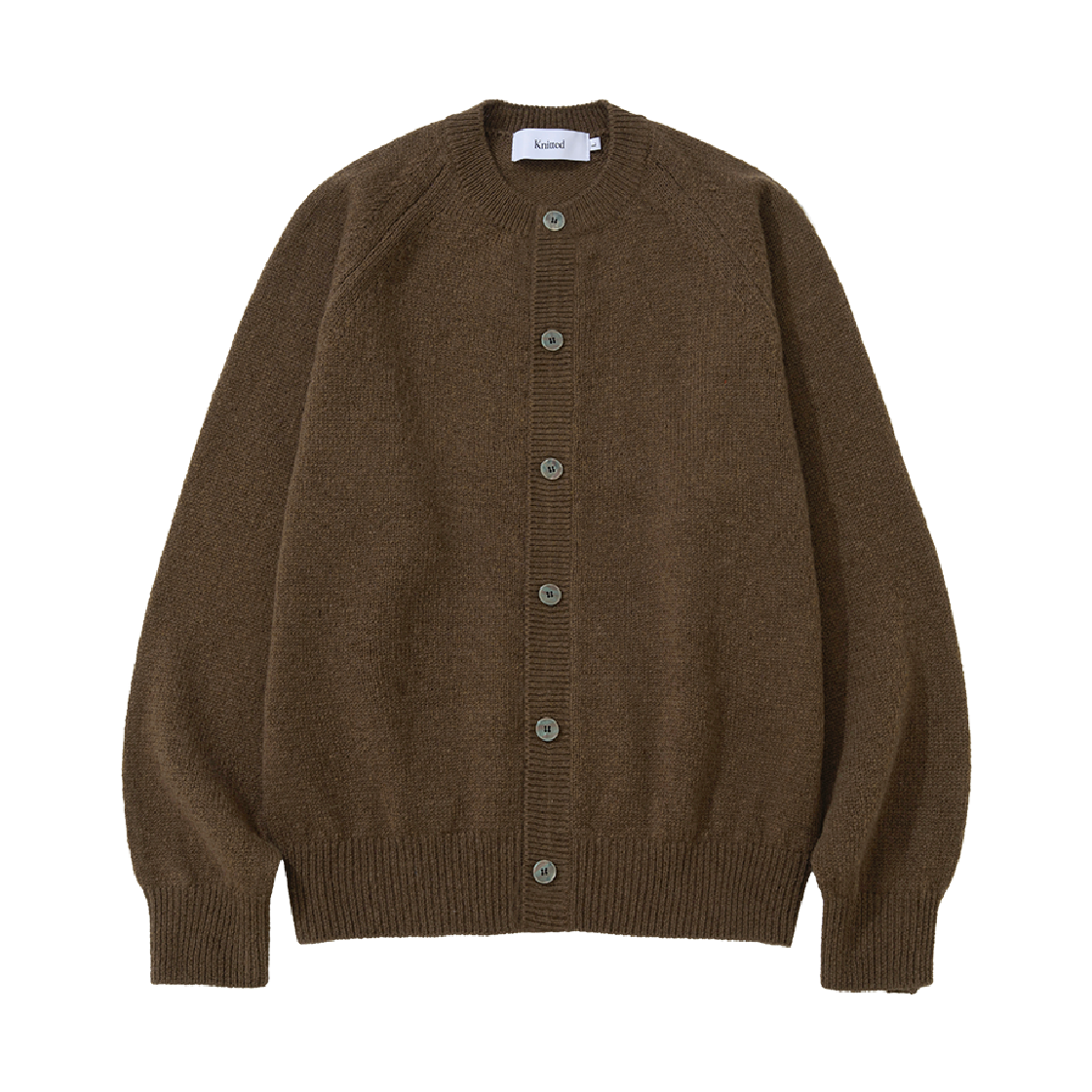 니티드 쉐기독 울 100 라운드 가디건 브라운