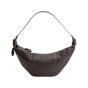 Lemaire Large Rail Belt Croissant Bag Grained Cow Leather Dark Chocolate