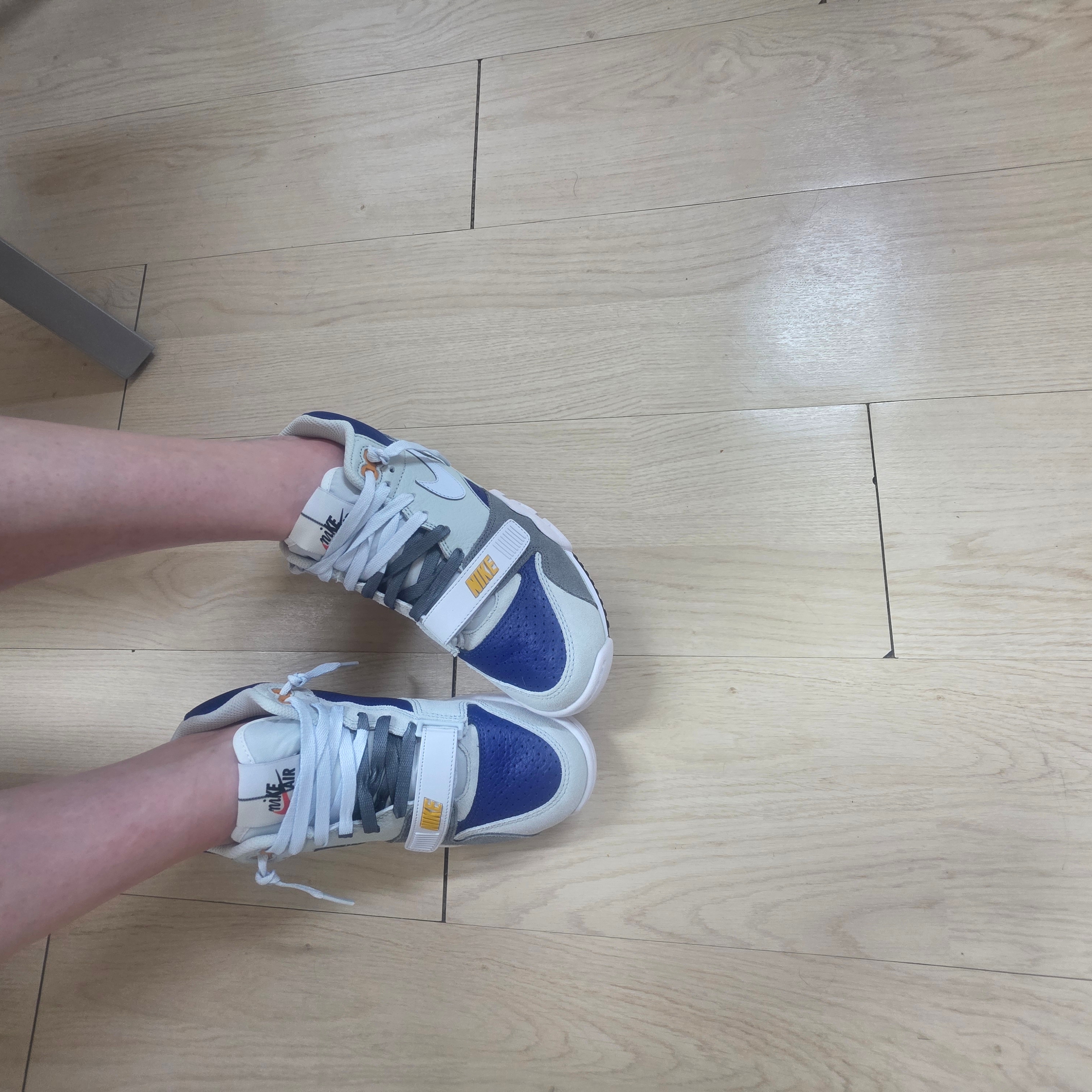 Nike Air Trainer 1 Light Silver Deep Royal Blue 착용 스타일