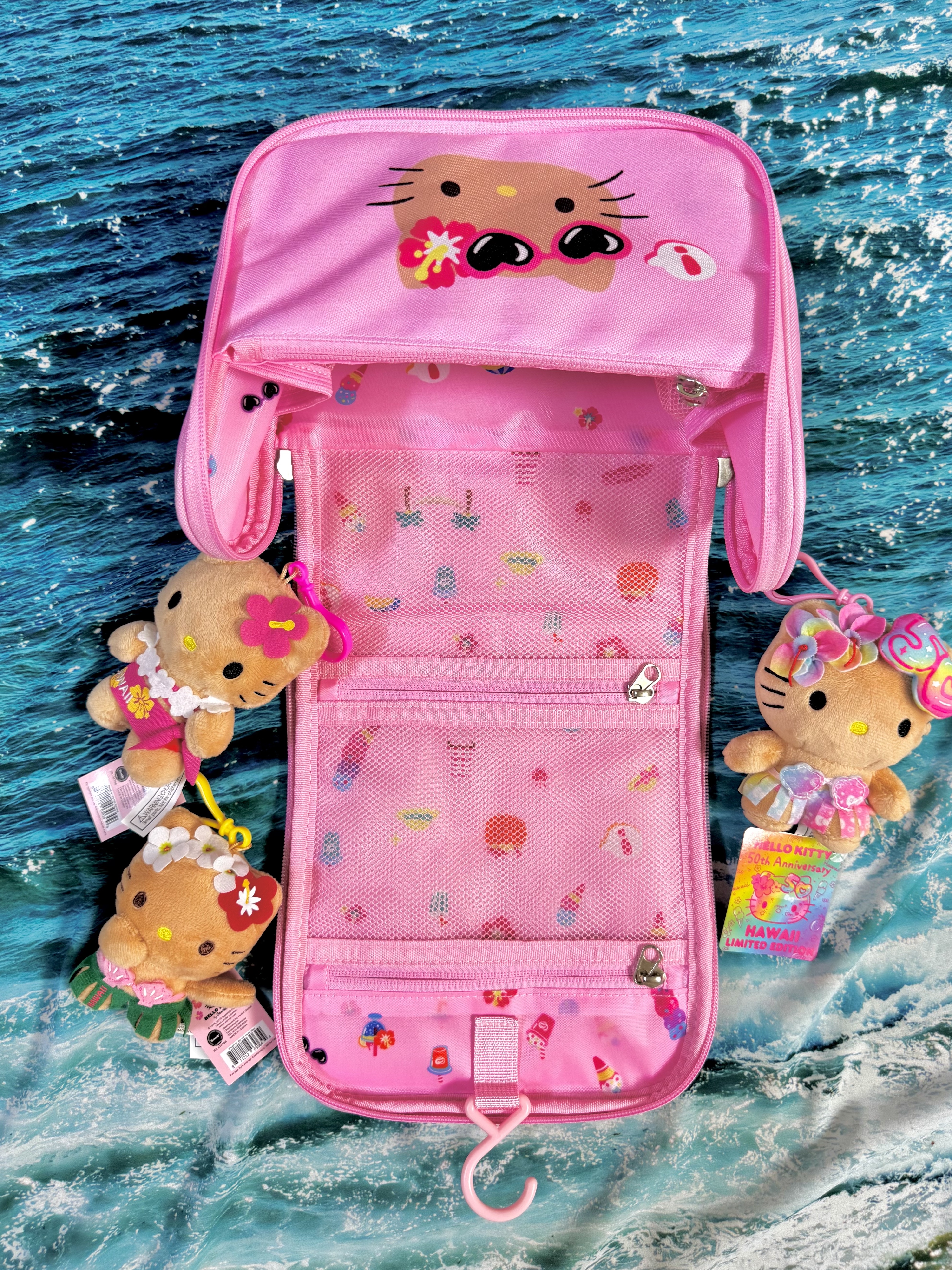 Sanrio x Fillimilli Tanning Hello Kitty Travel Pouch Pink, Sanrio Hello Kitty Sarong 4" Hawaii Series Plush 착용 스타일 - 3