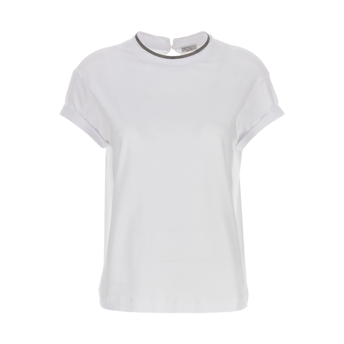 (W) 브루넬로 쿠치넬리 모닐리 크루넥 티셔츠 화이트((W) Brunello Cucinelli Monili Crewneck T-Shirt White) - 1