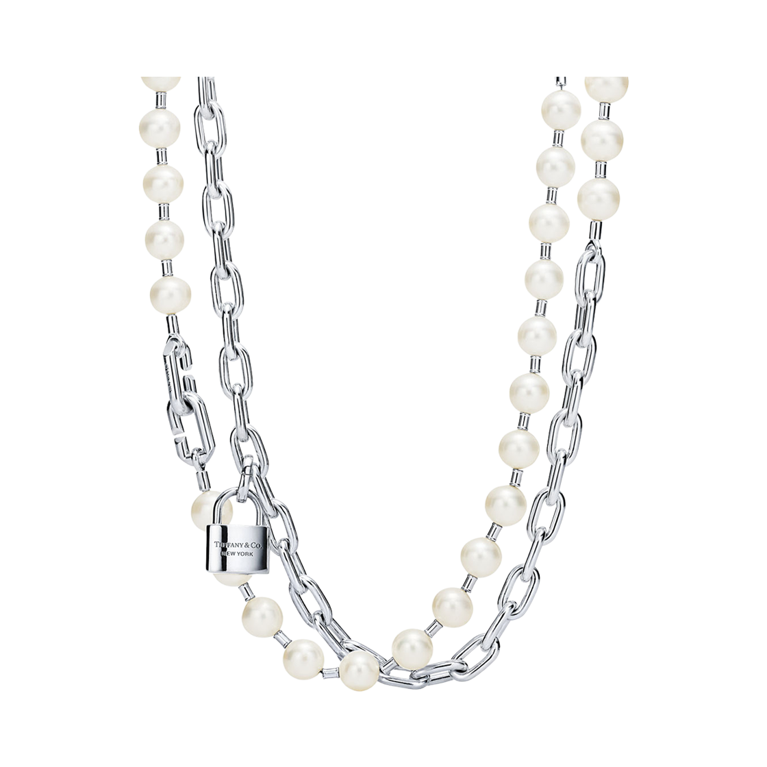 티파니 앤 코 티파니 하드웨어 펄 락 네클리스 실버(Tiffany & Co. Tiffany Hardwear Pearl Lock Necklace Silver) - 1